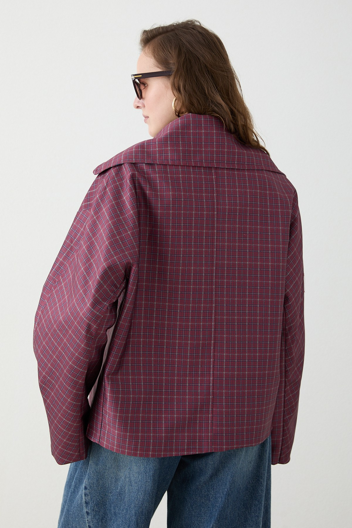 Ekose Bomber Ceket - Bordo