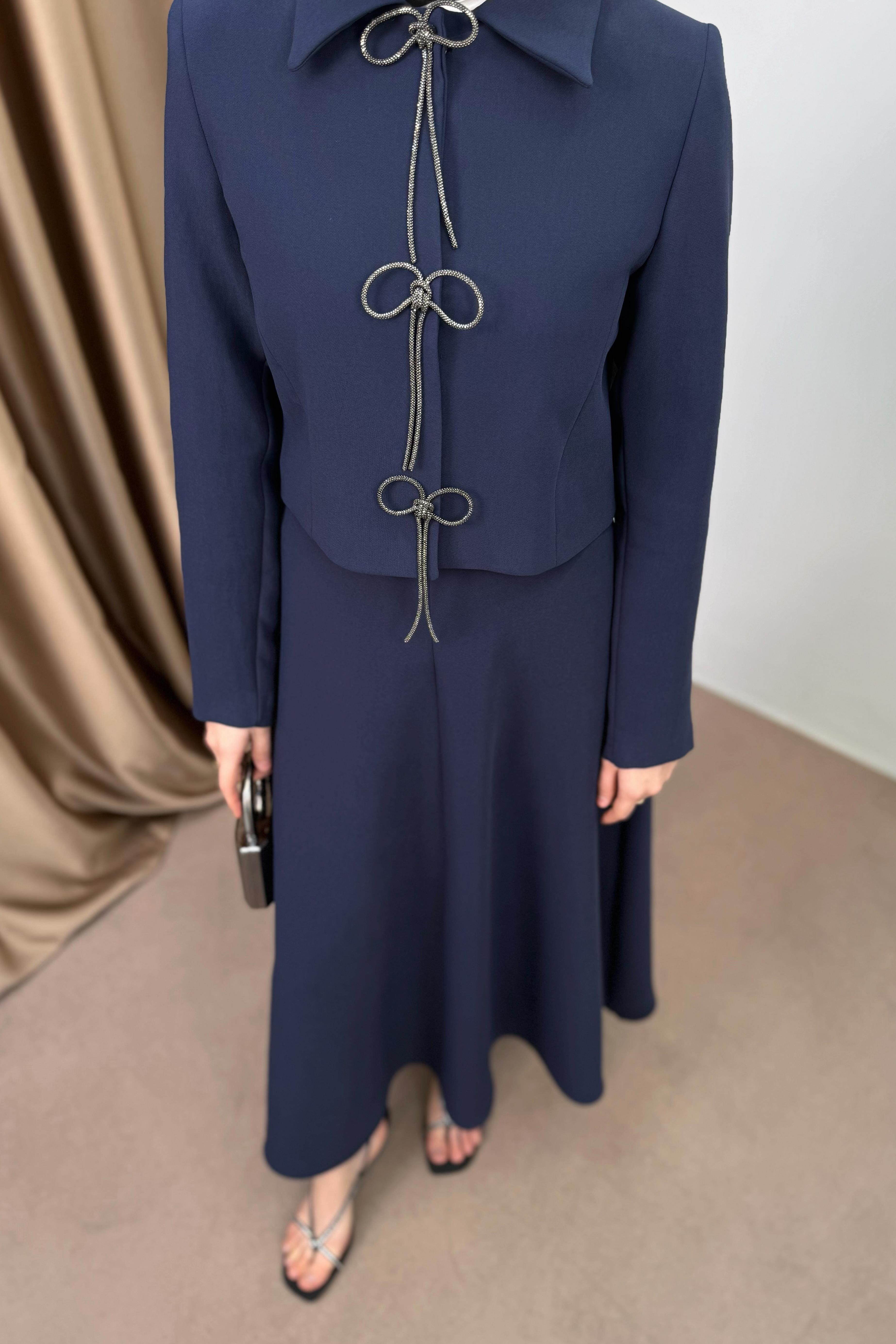 Fiyonklu Etekli Takım - Lacivert