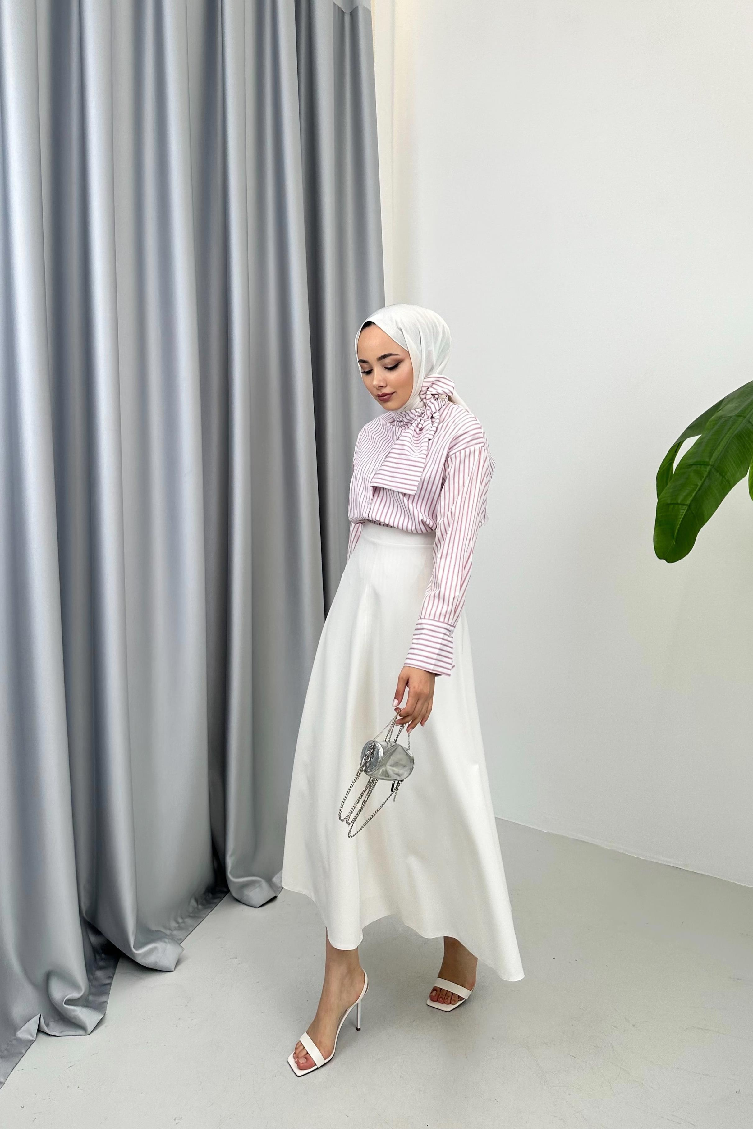 FULAR YAKA GÖMLEK - PEMBE