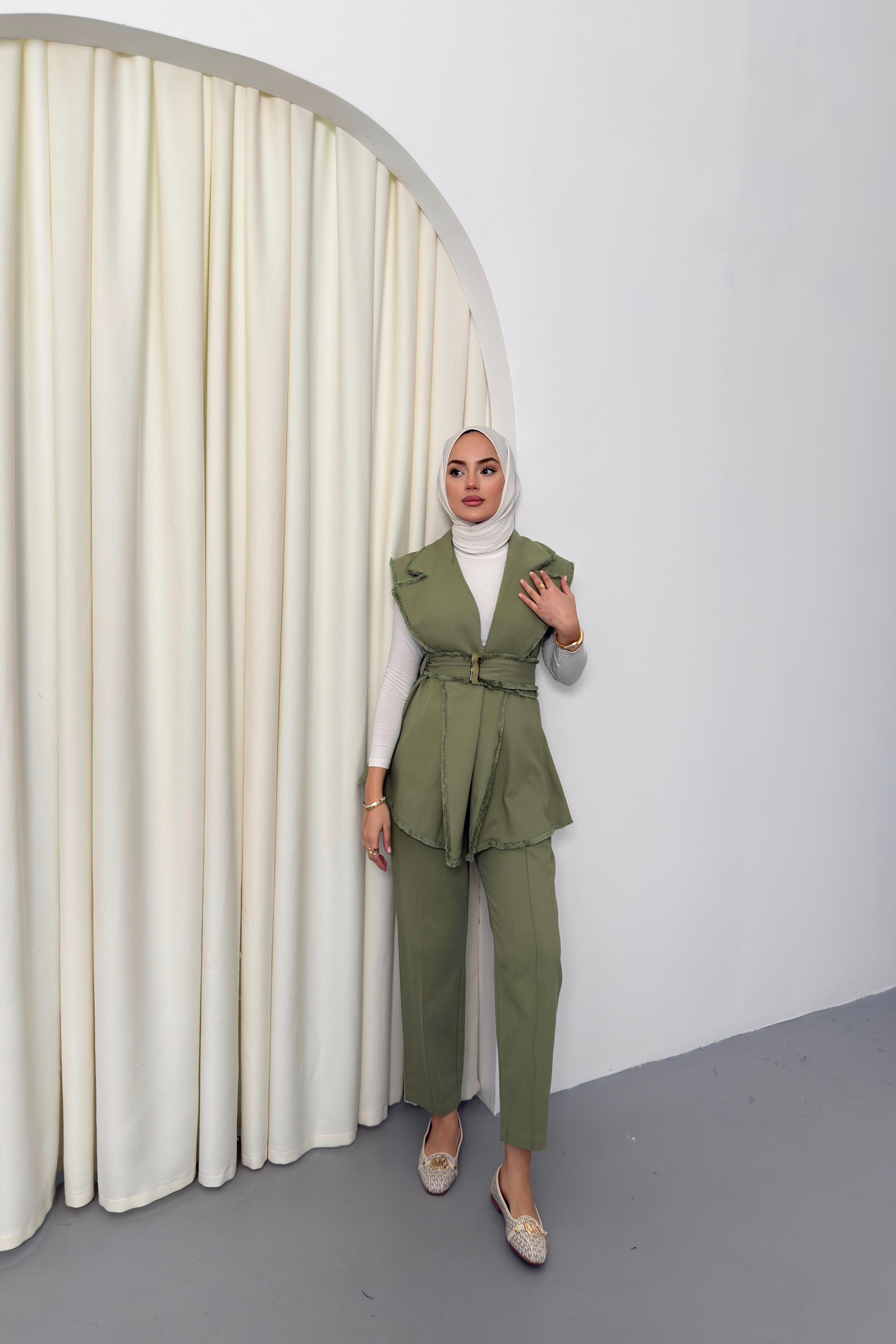 Gabardin Yelekli Takım - Haki