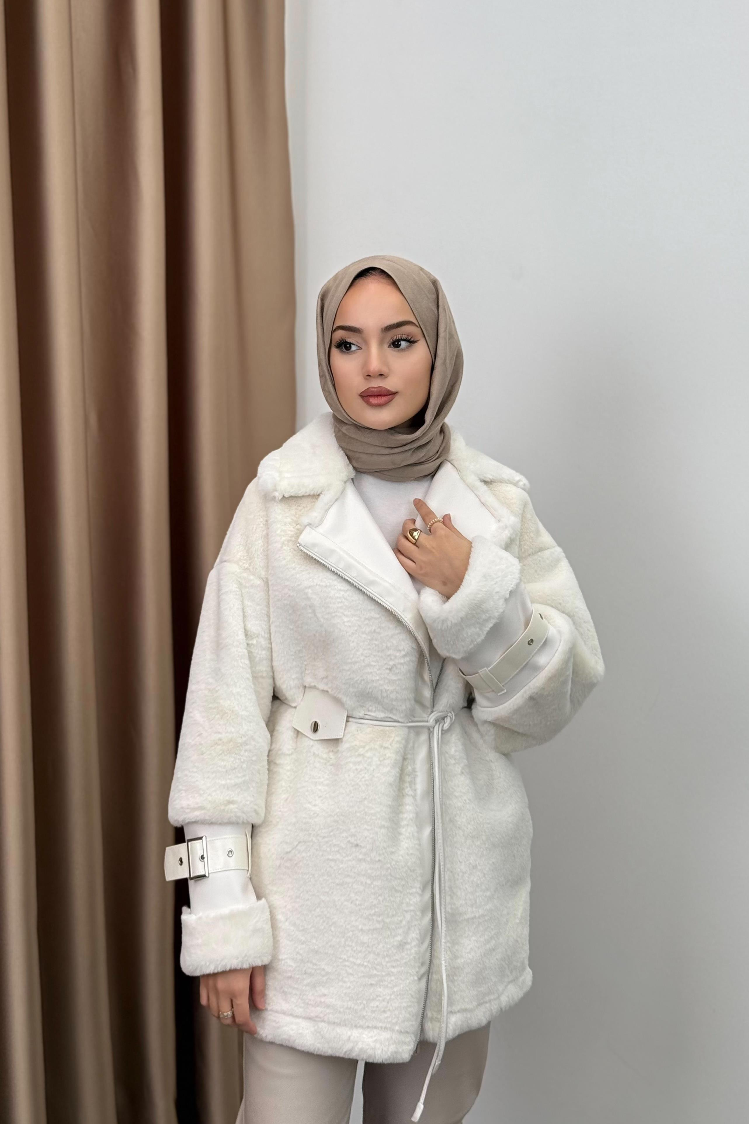 Goldie Peluş Kaban - BEYAZ