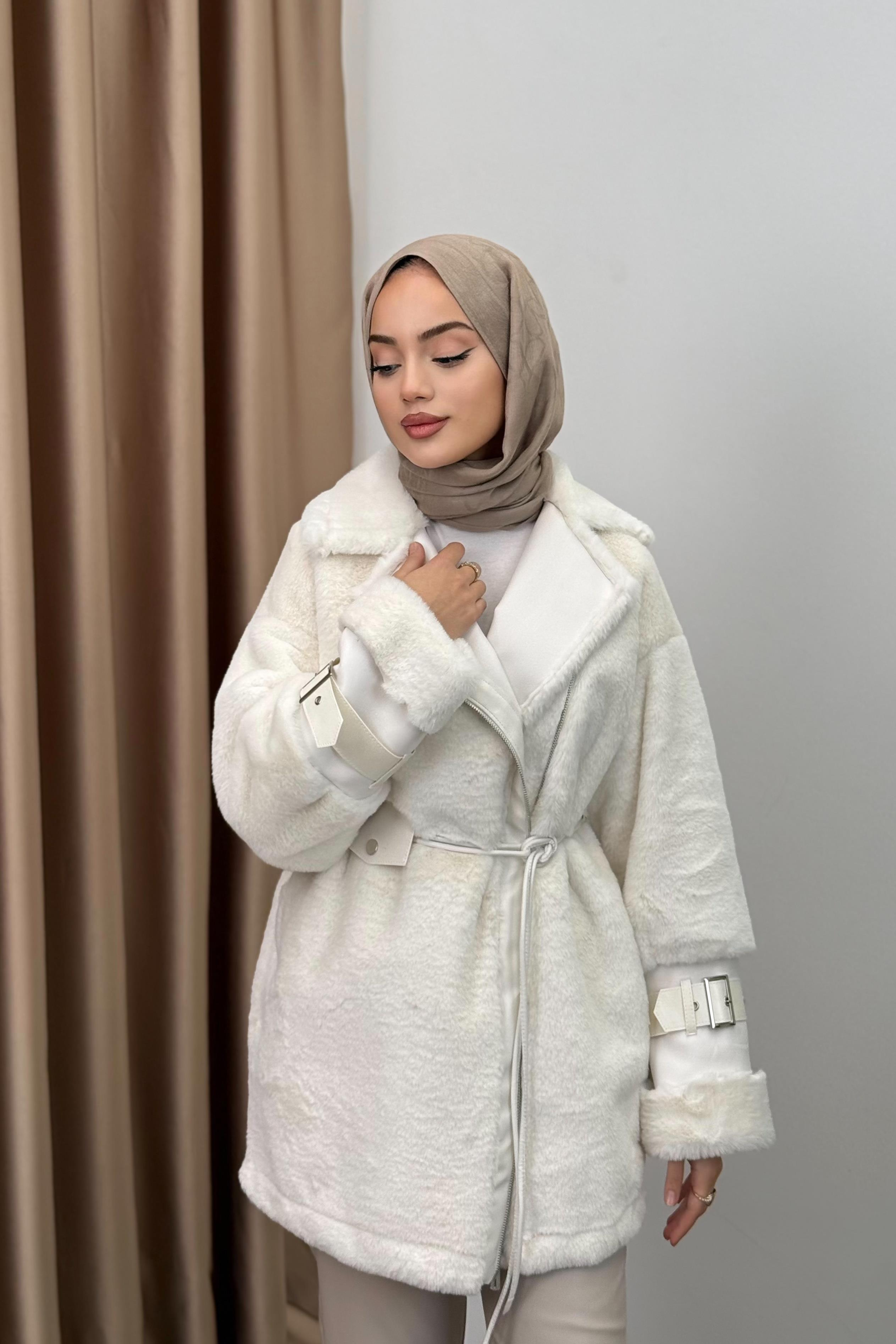 Goldie Peluş Kaban - BEYAZ