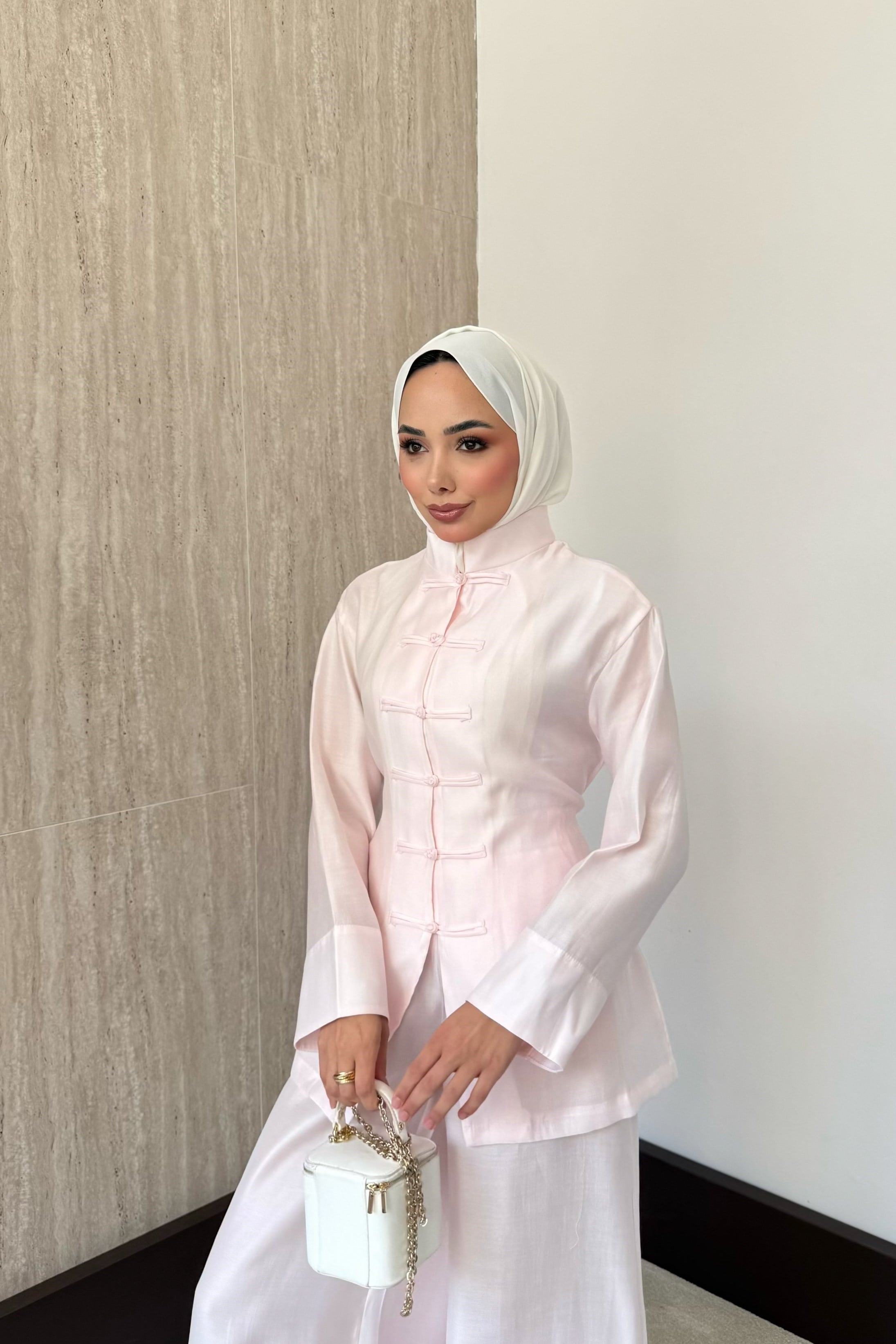 Hope Birit Düğmeli Pantolonlu Takım - Pembe
