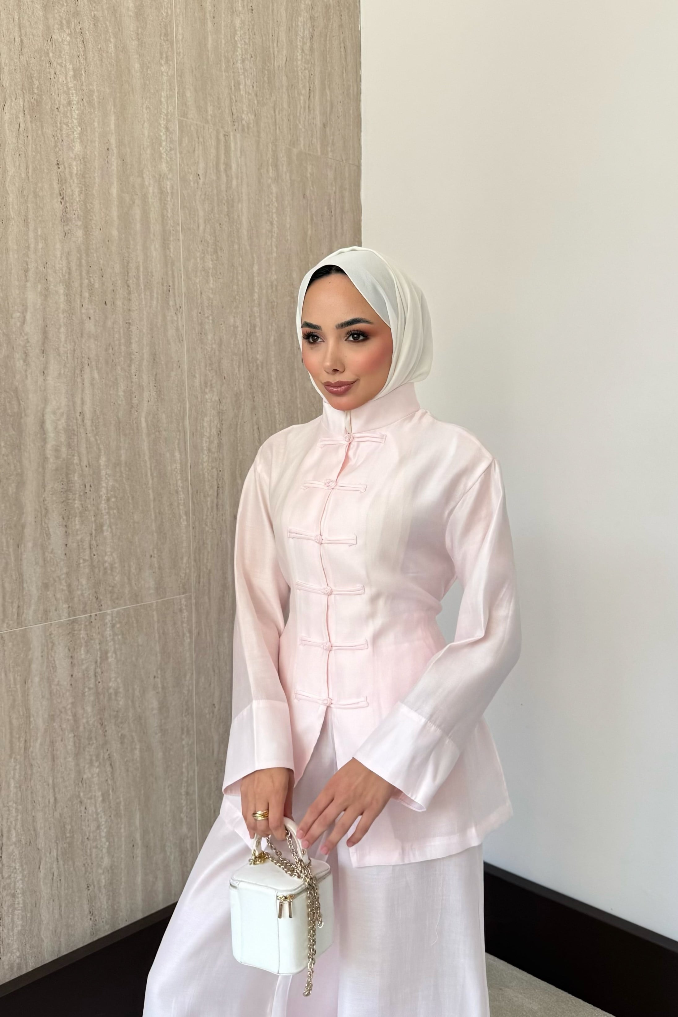 Hope Birit Düğmeli Pantolonlu Takım - Pembe