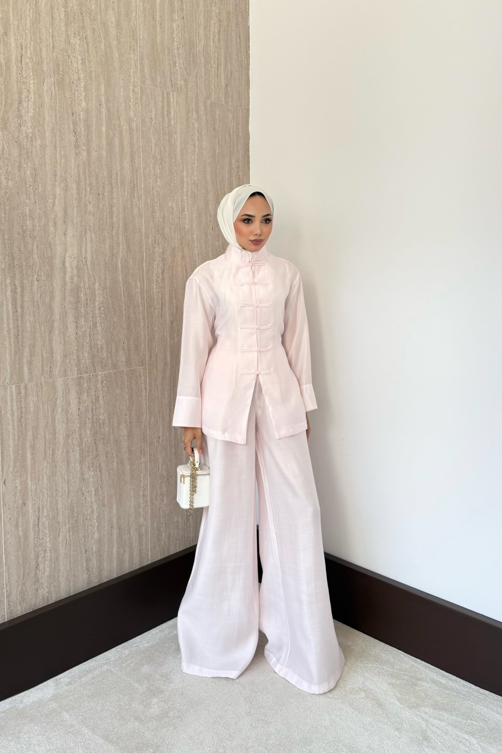 Hope Birit Düğmeli Pantolonlu Takım - Pembe