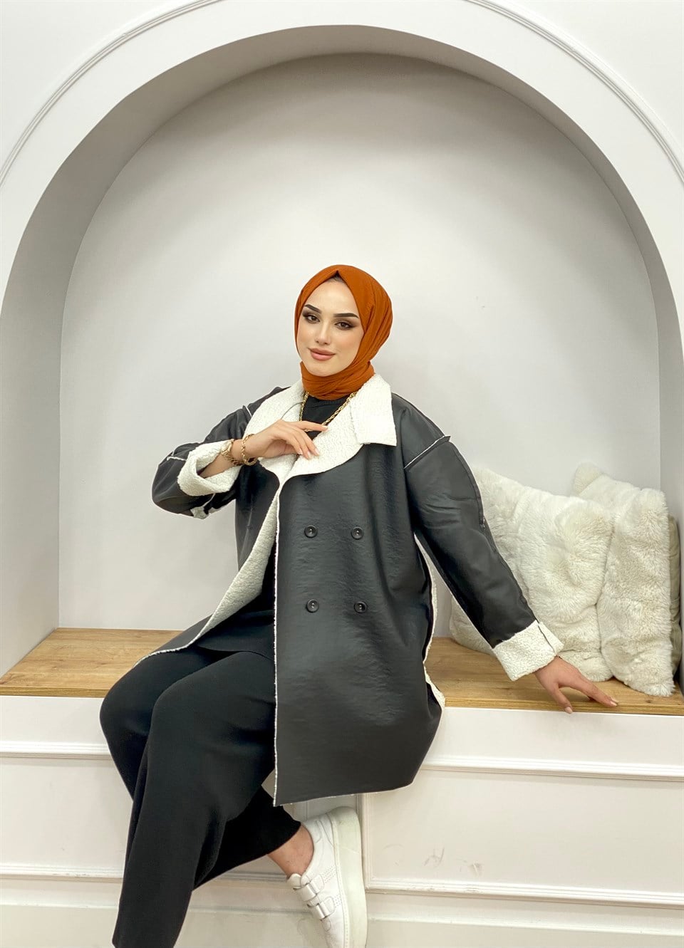 İÇİ YÜNLÜ DERİ CEKET-SİYAH