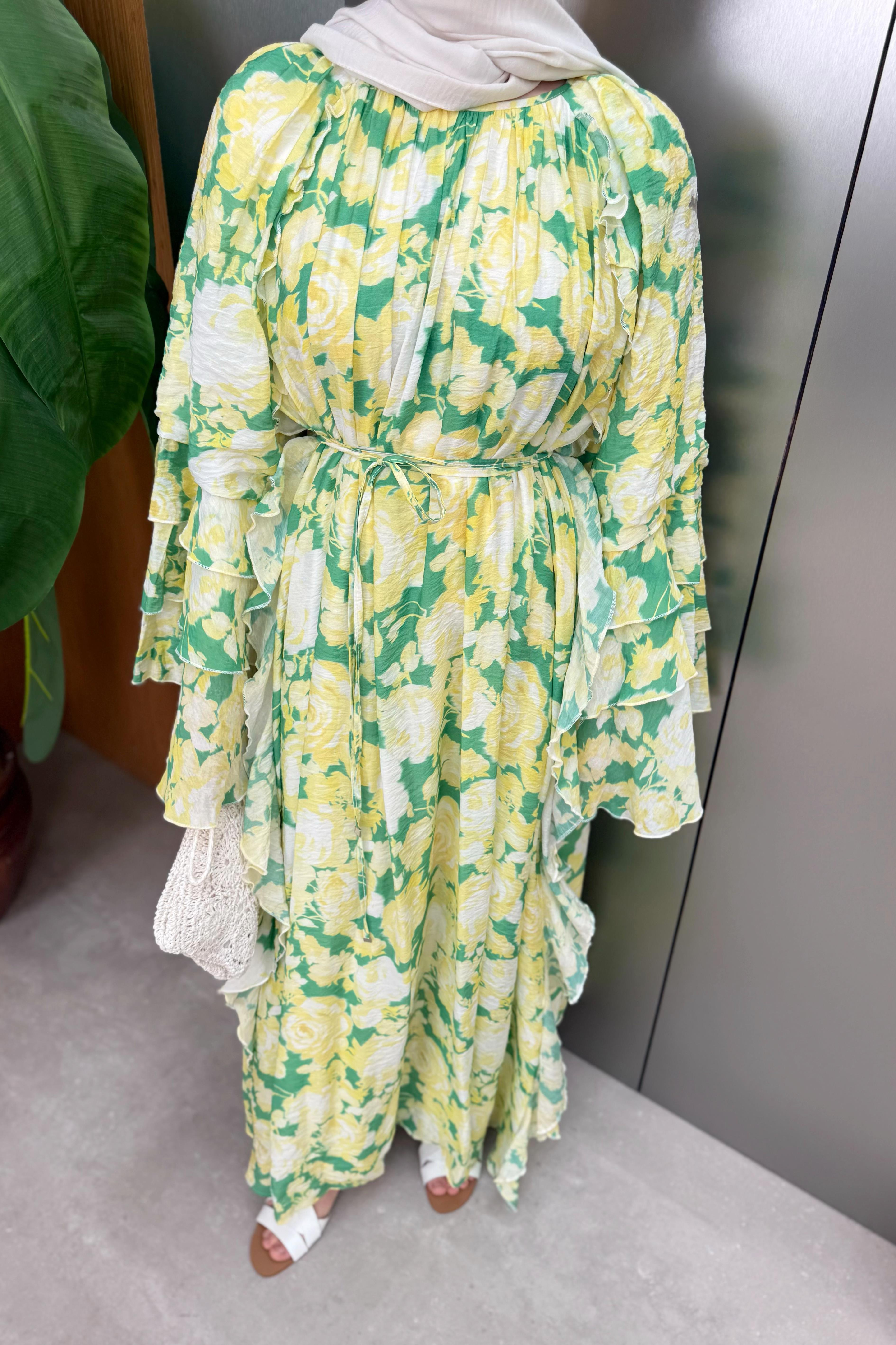 Kat Kat Modal Elbise - Sarı