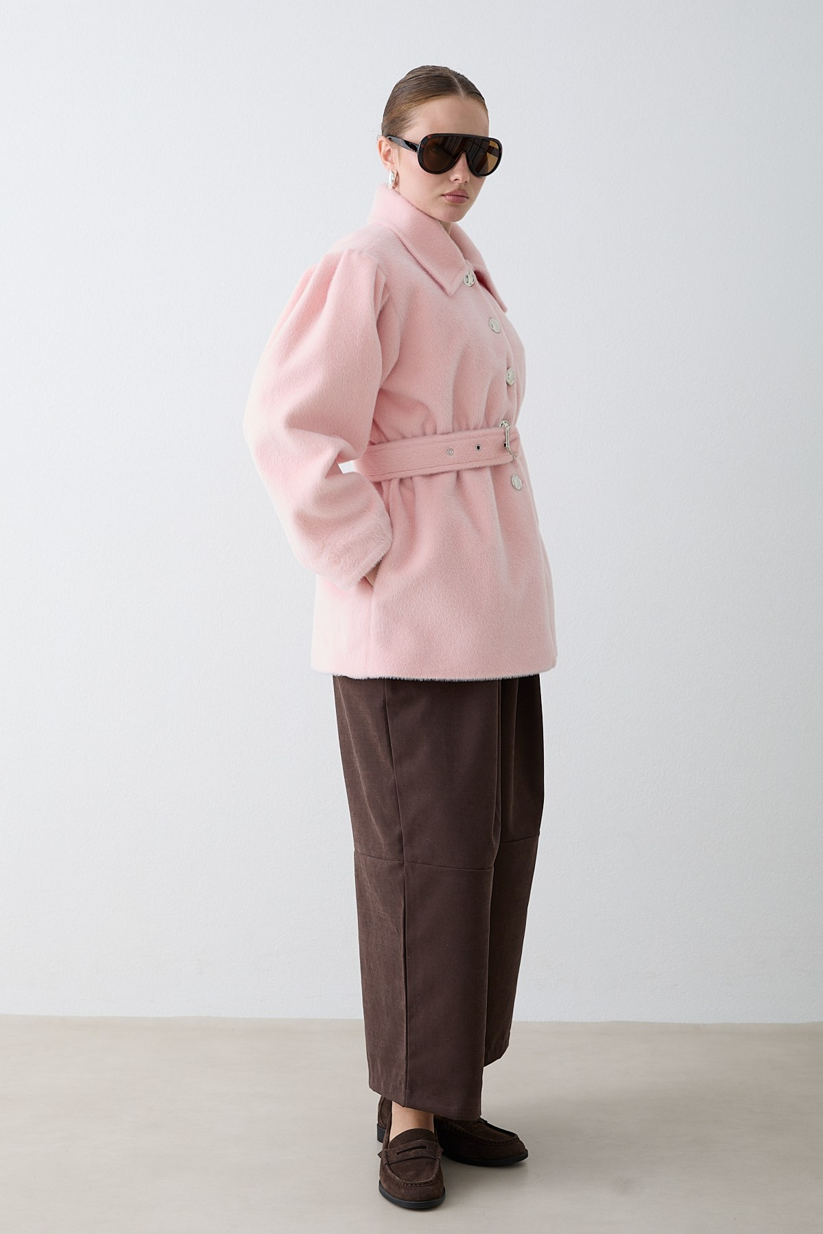 Kemerli Goldfox Ceket - Pembe