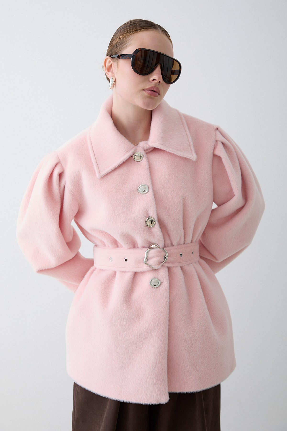 Kemerli Goldfox Ceket - Pembe
