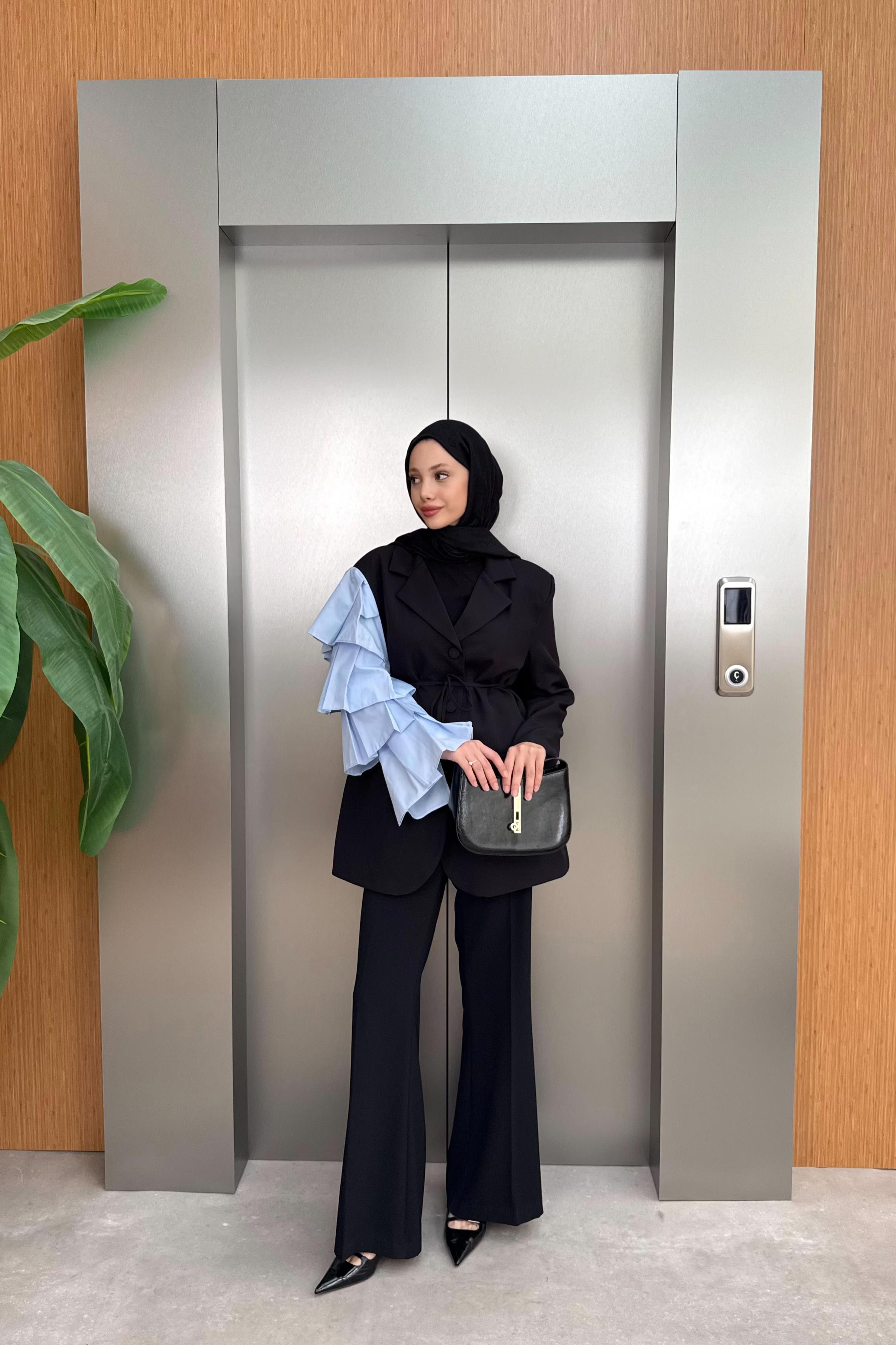 Kol Detaylı Premium Ceket - Siyah