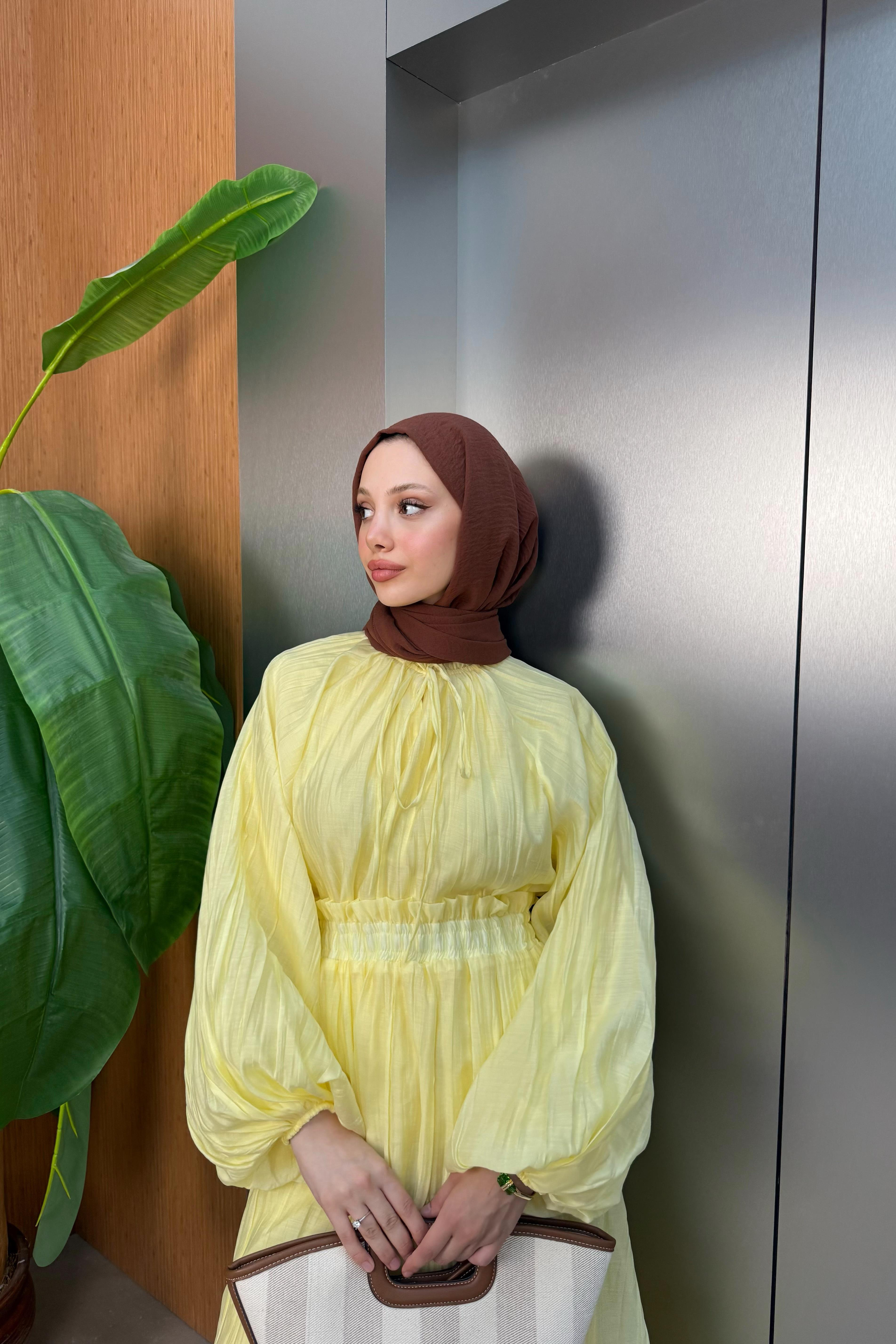 Kraşlı Vual Etekli Takım - Sarı