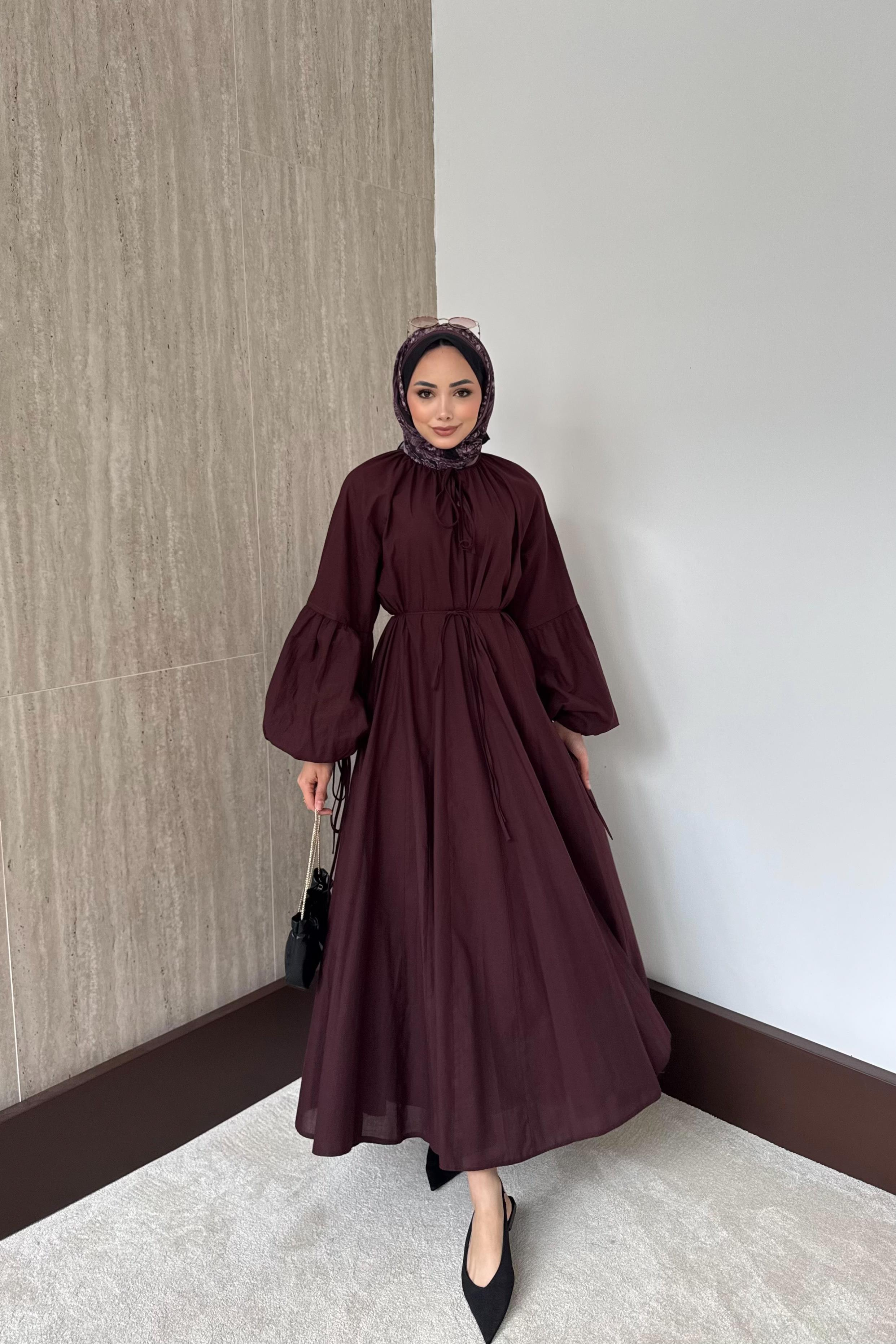 Lady Oversize Elbise - Bordo