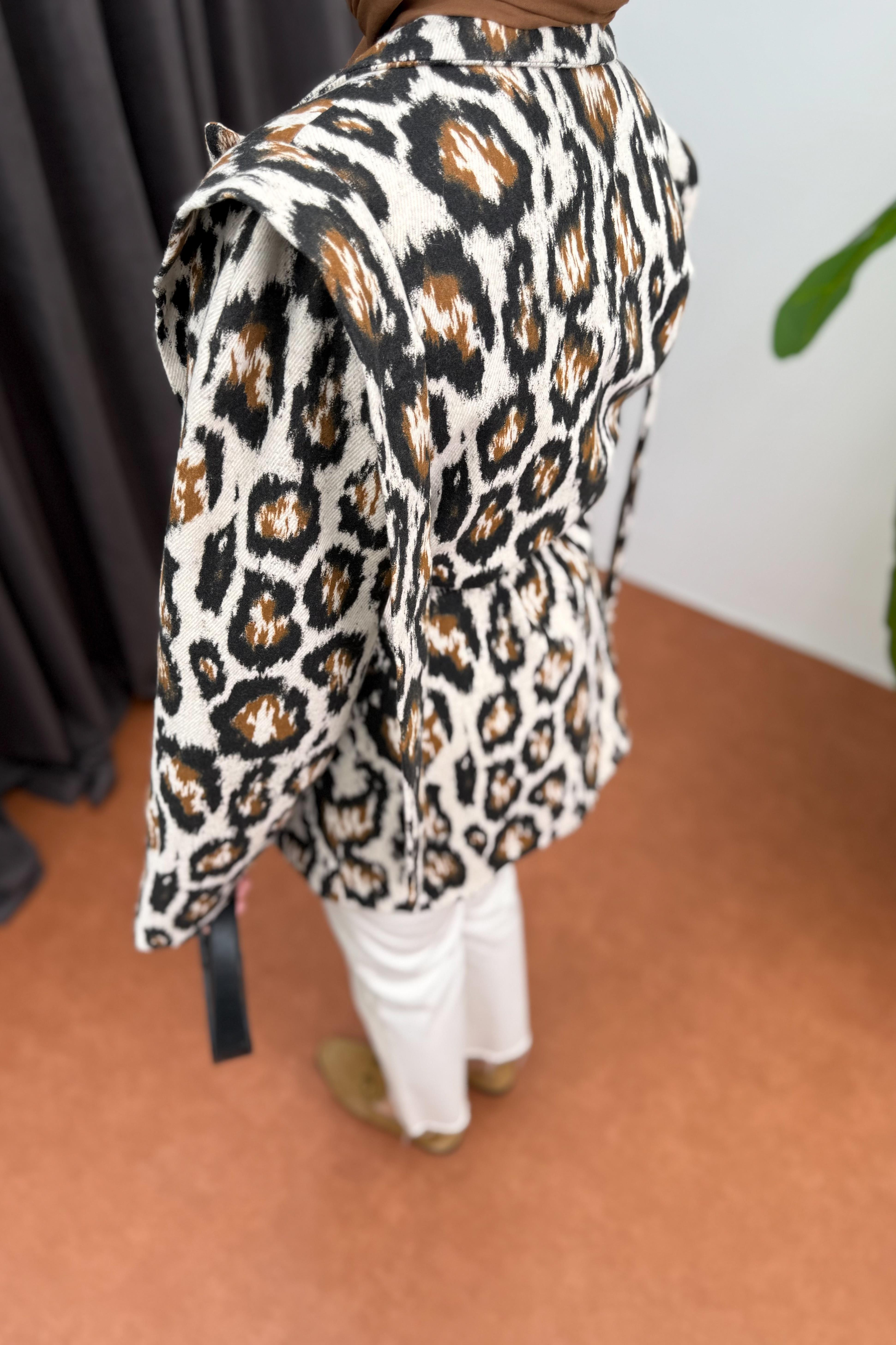 Leopar Desenli Vera Ceket - KAHVE
