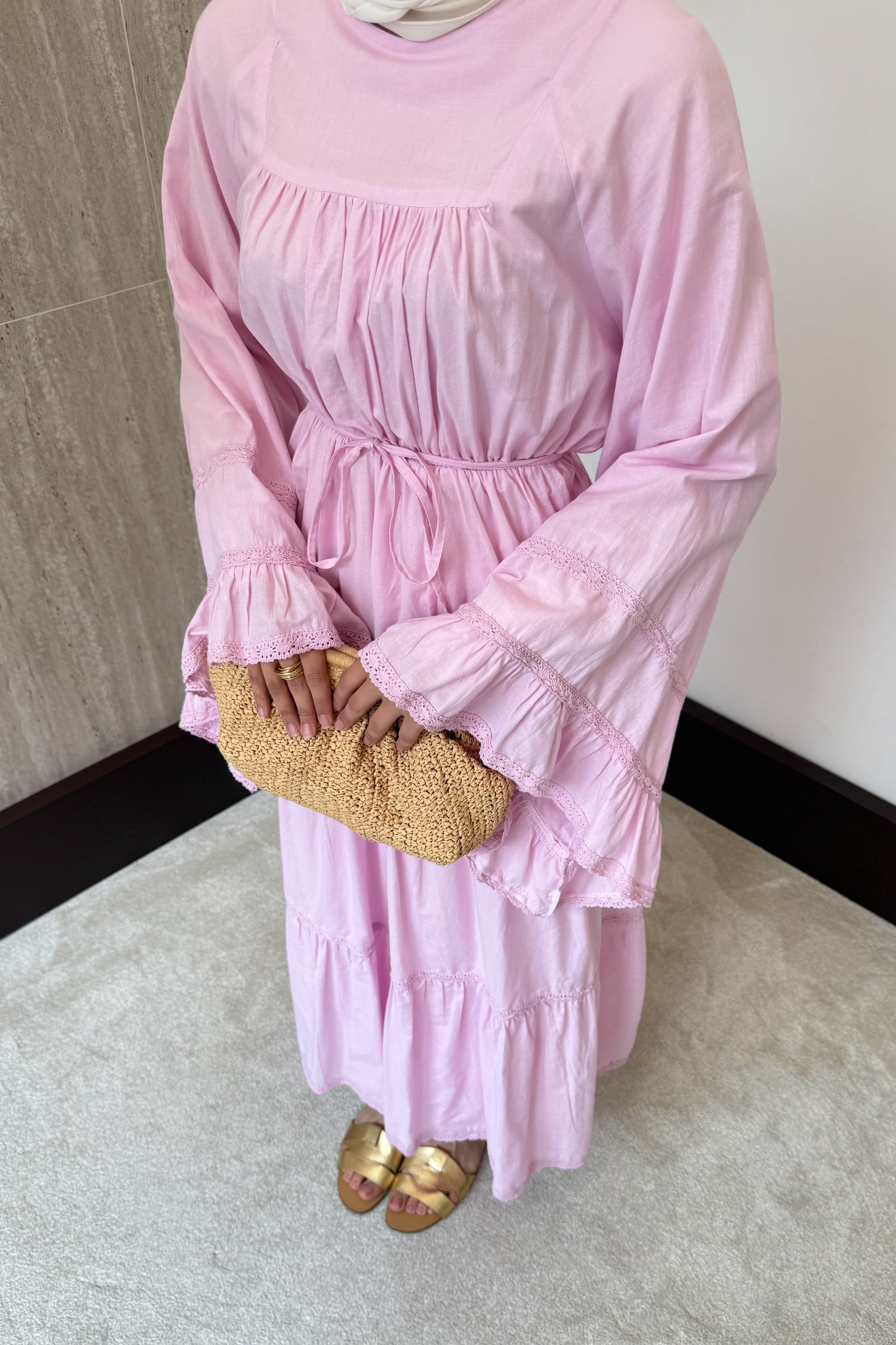 Leysa Keten Elbise - Pembe
