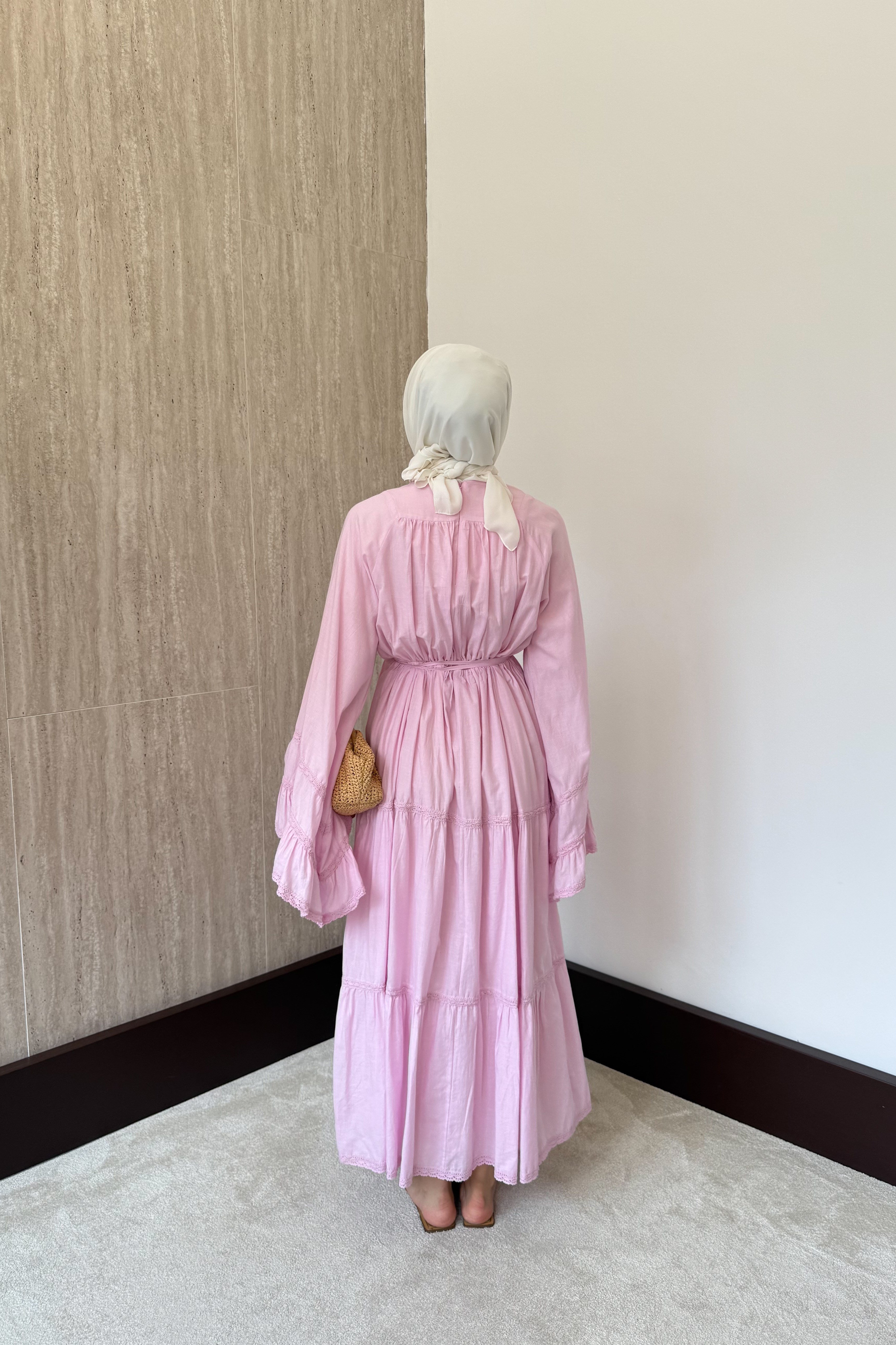 Leysa Keten Elbise - Pembe