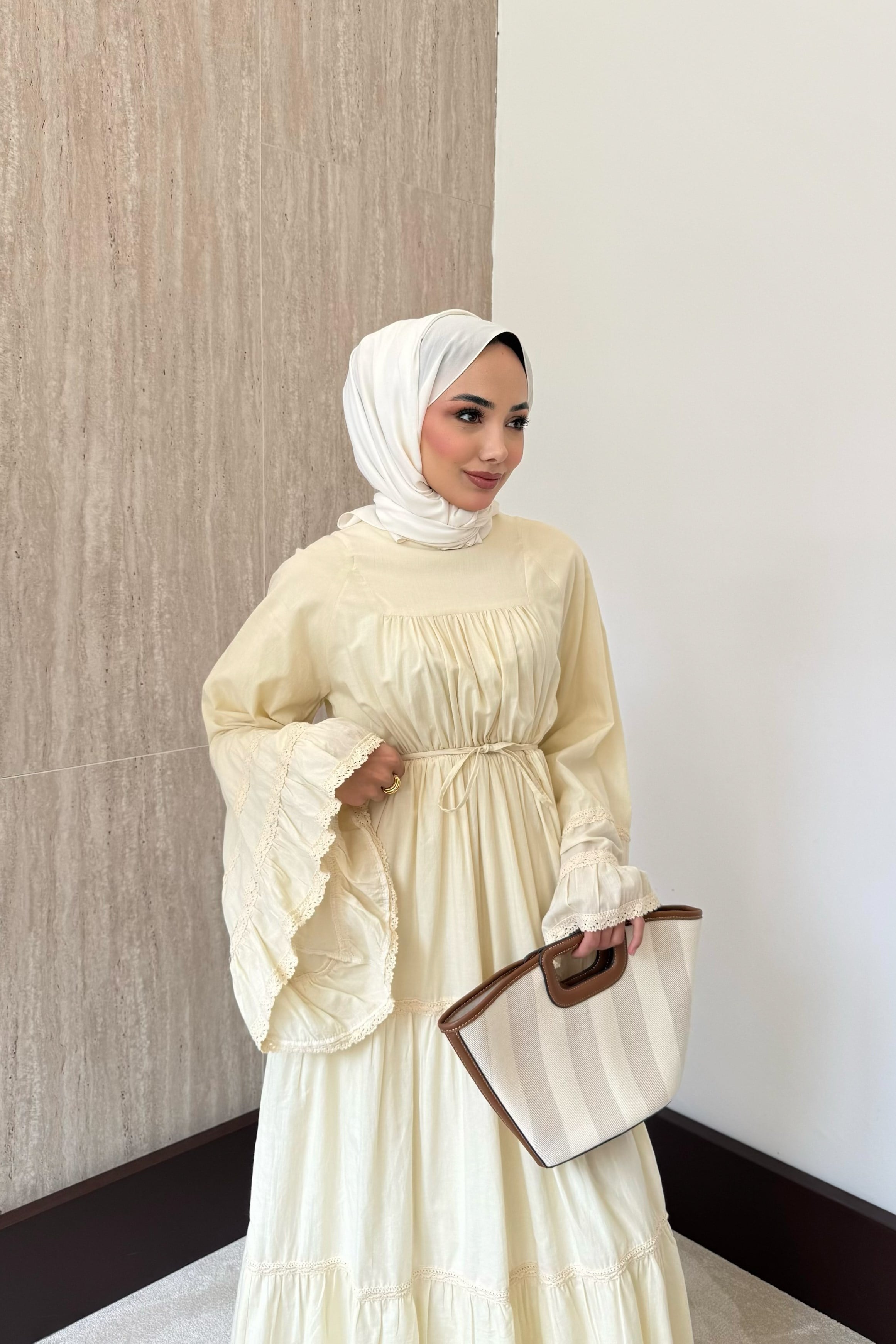 Leysa Keten Elbise - Sarı