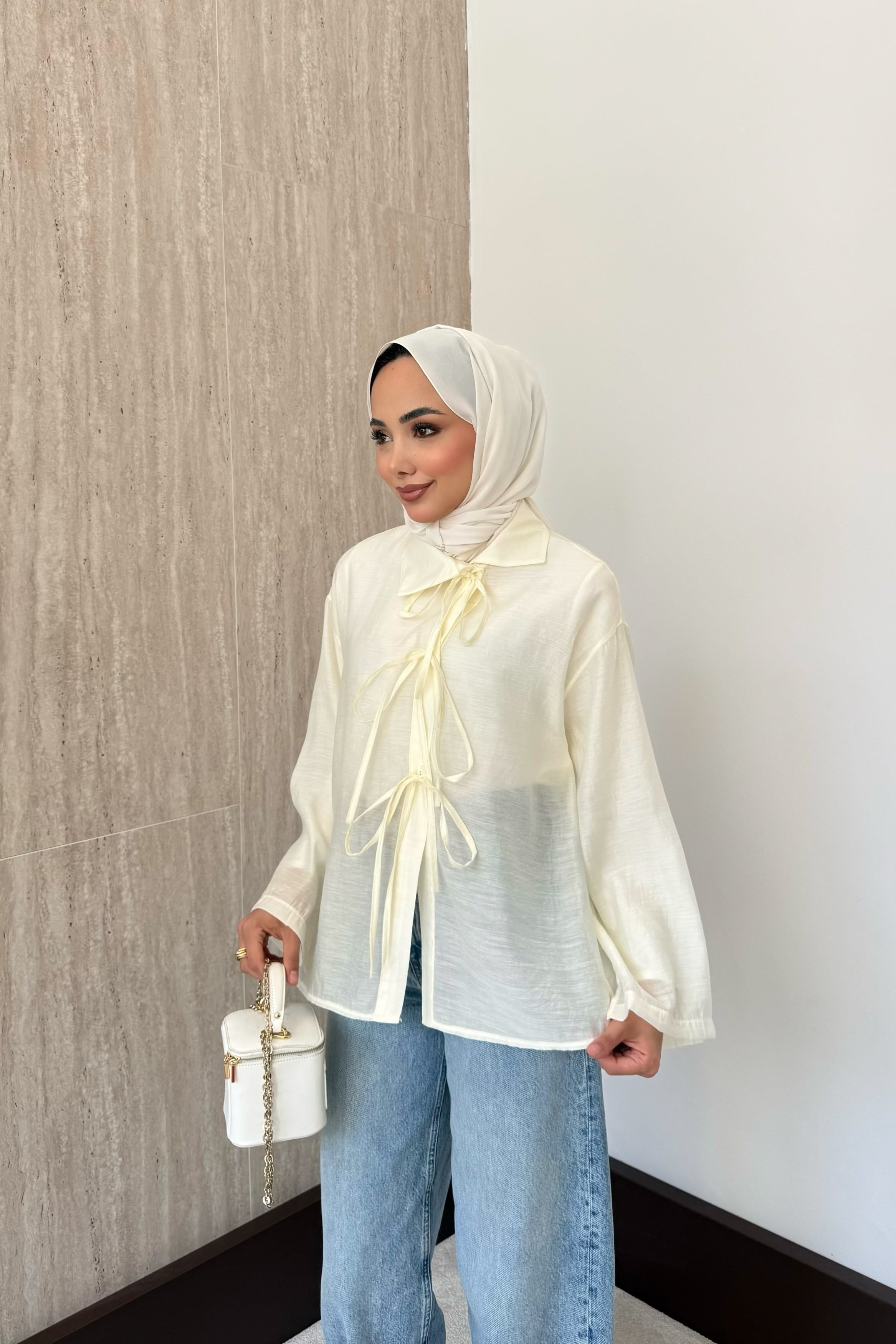 Lily Önden Bağlamalı Gömlek - Sarı