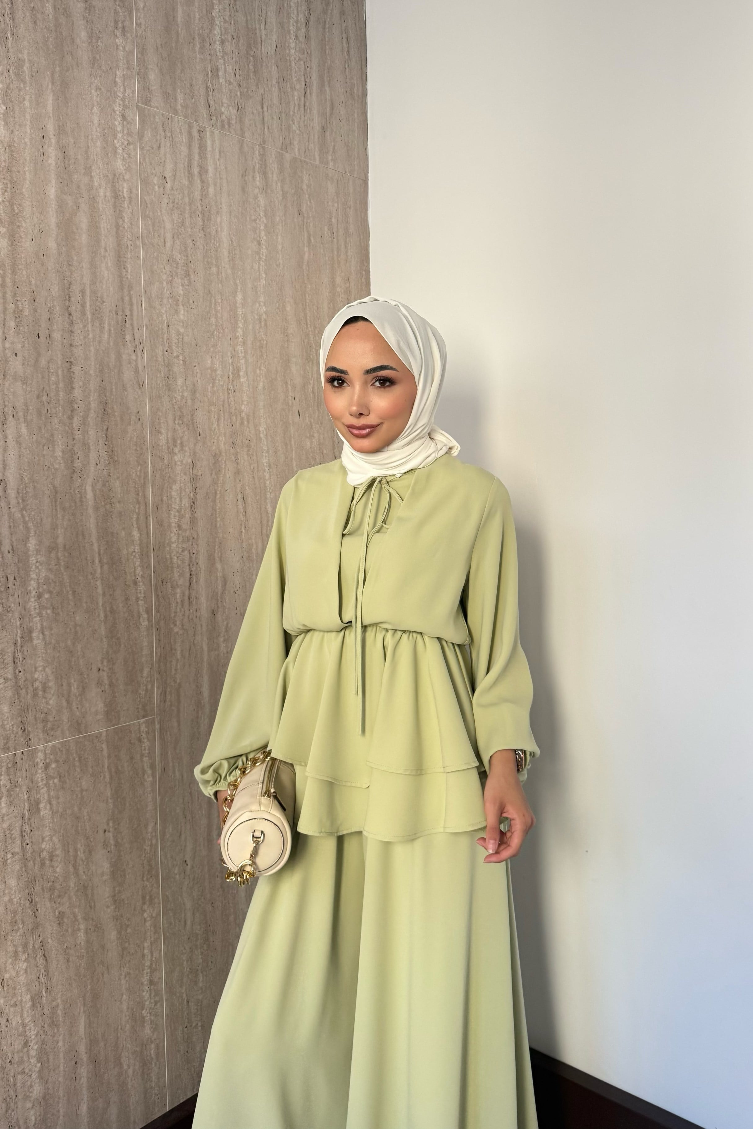 Liya Krep Pantolonlu Takım - Mint