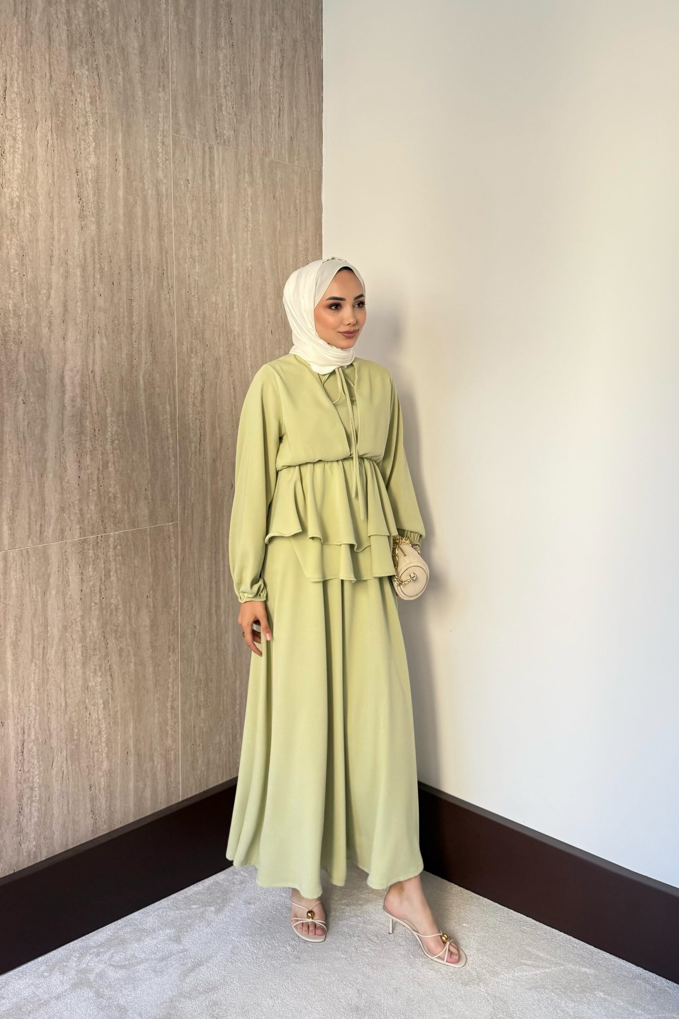 Liya Krep Pantolonlu Takım - Mint