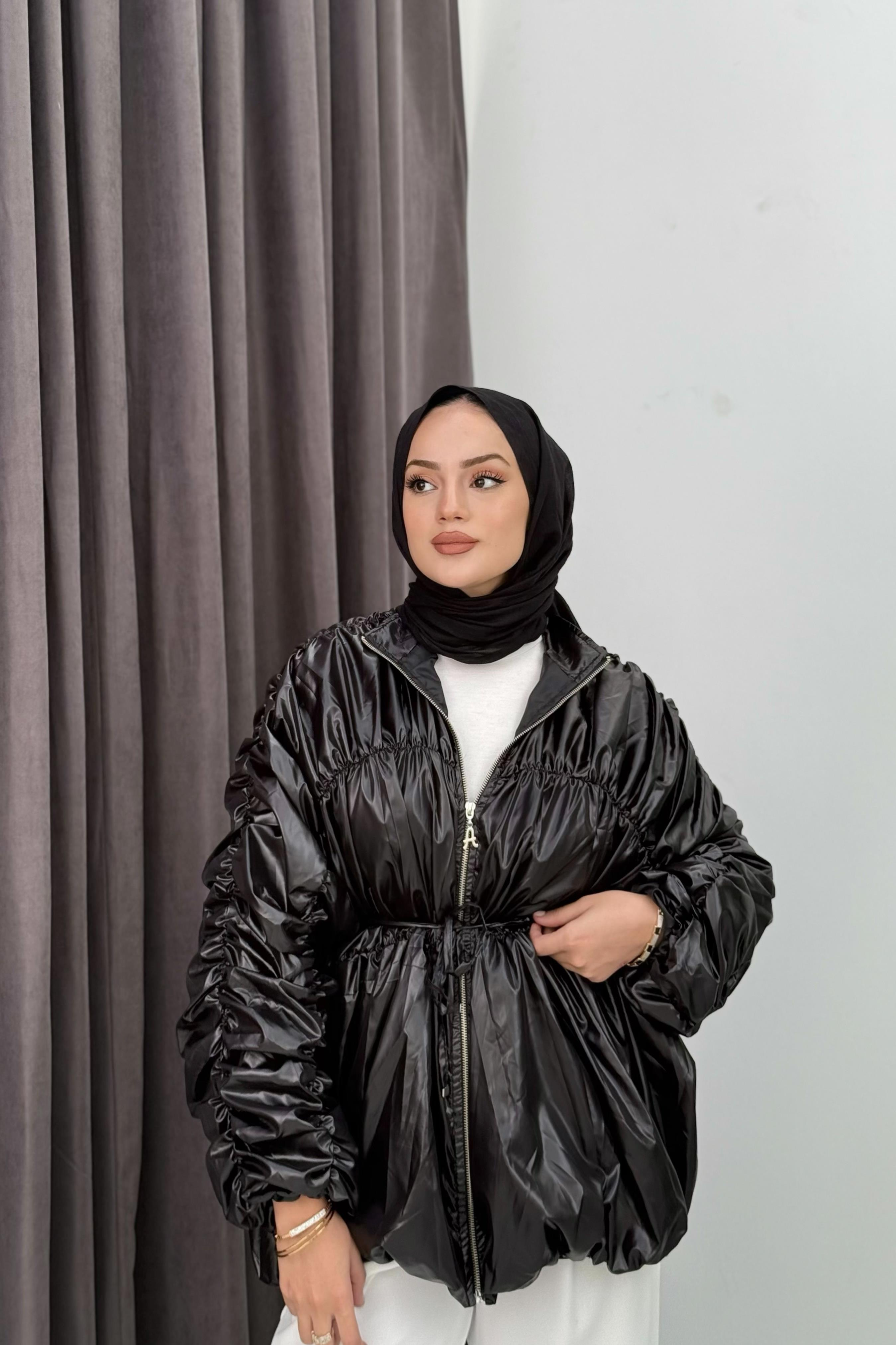 Luna Büzgülü Yağmurluk - SİYAH