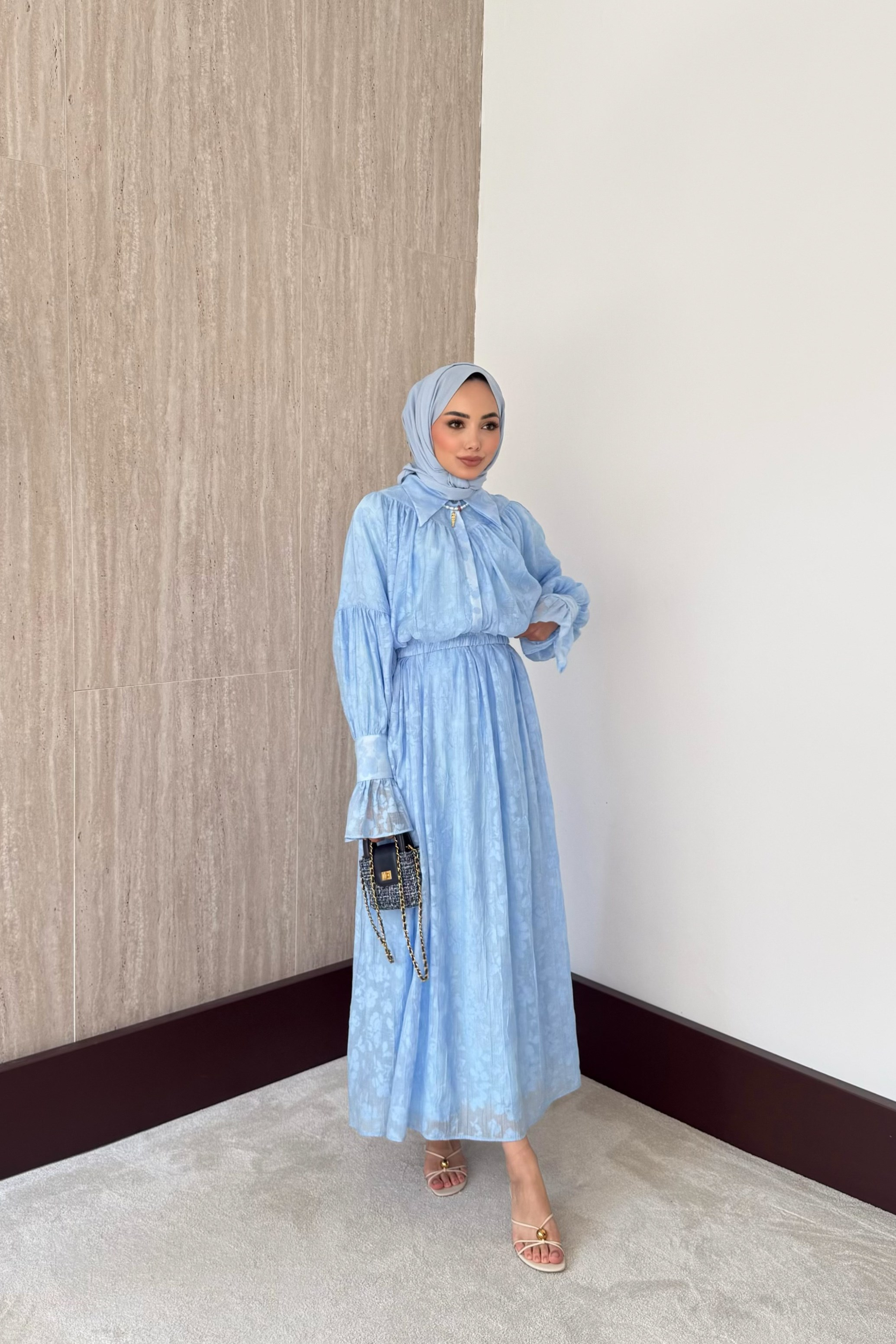 Mary Desenli Etekli Takım - Mavi
