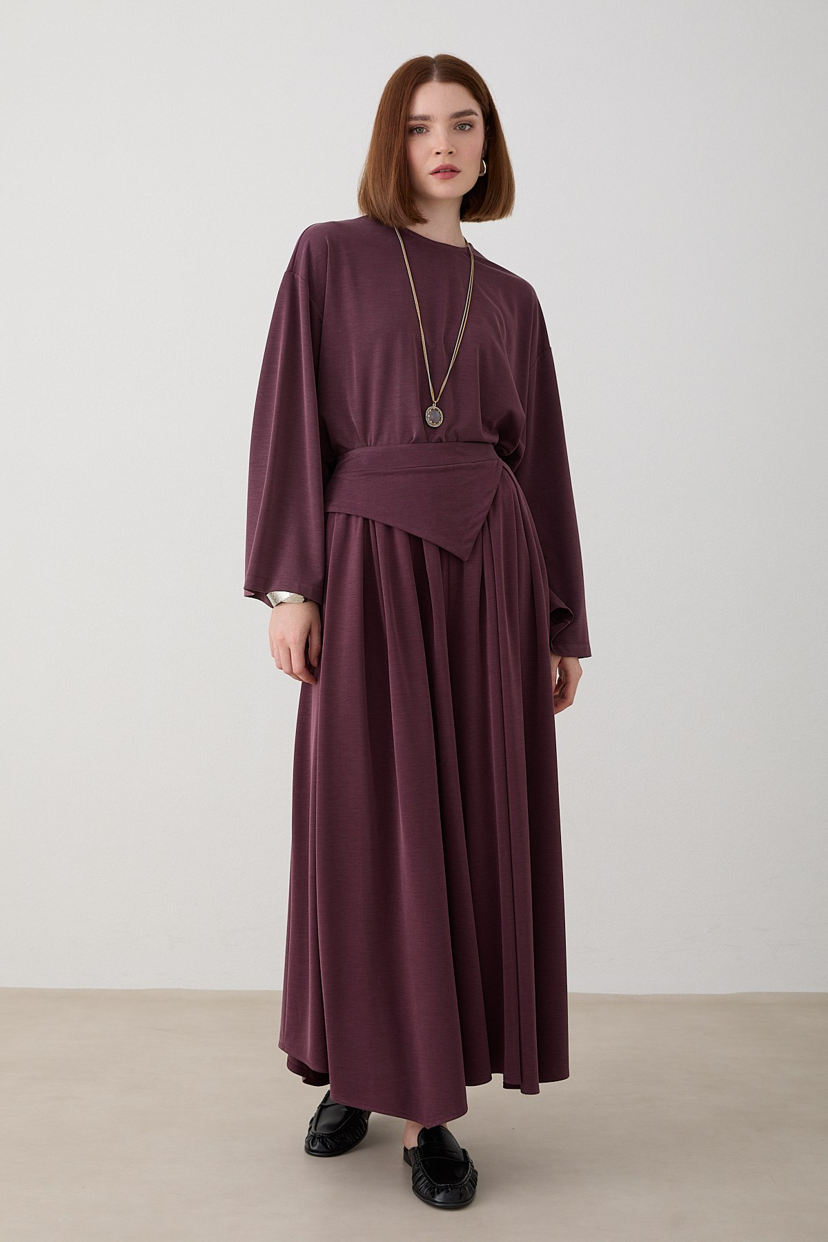 Mizalle Oysho Pantolonlu Takım - Mürdüm