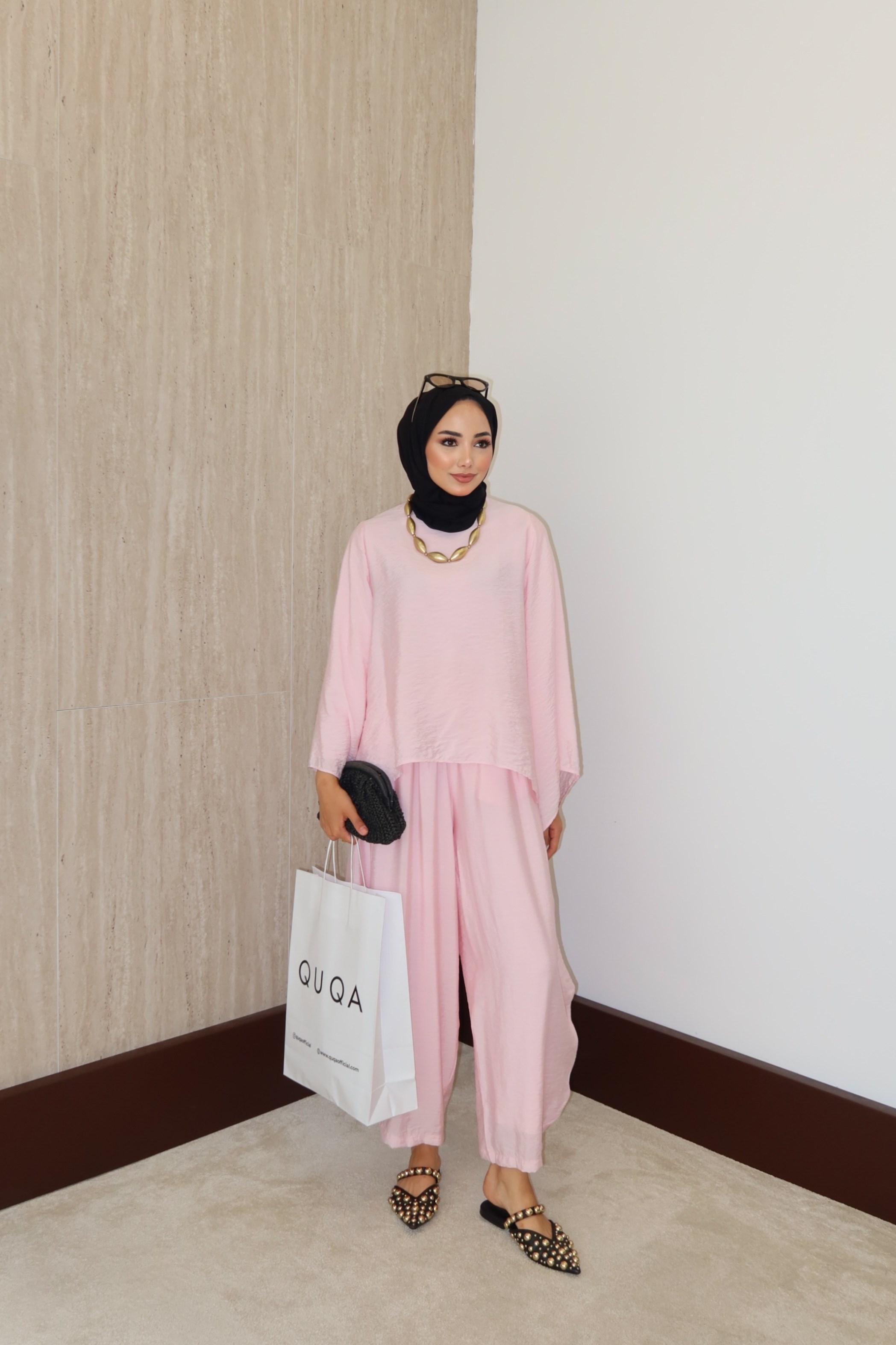 Moni Şalvar Pantolonlu Takım - Pembe