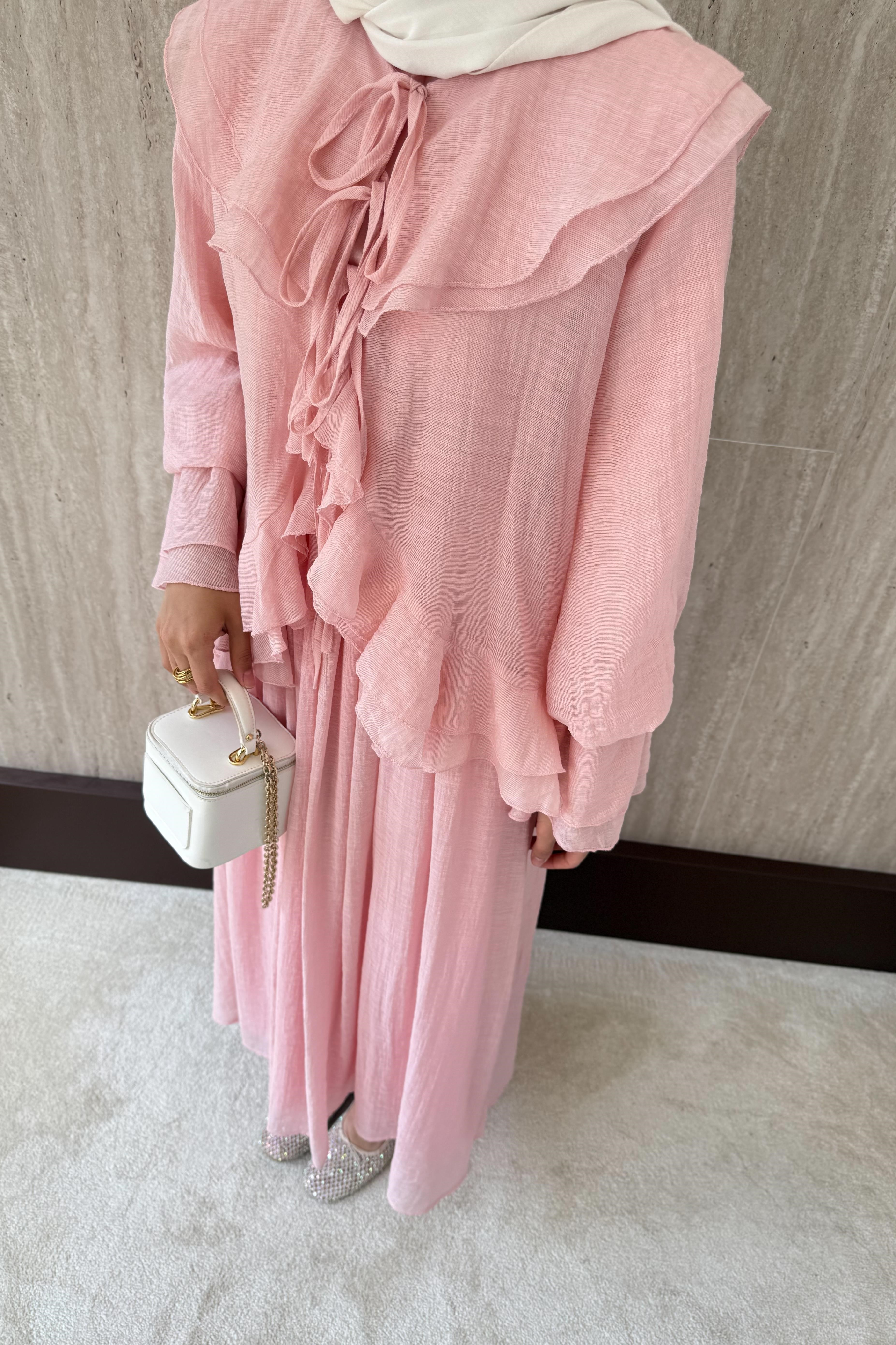 More Fırfırlı Etekli Takım - Pembe
