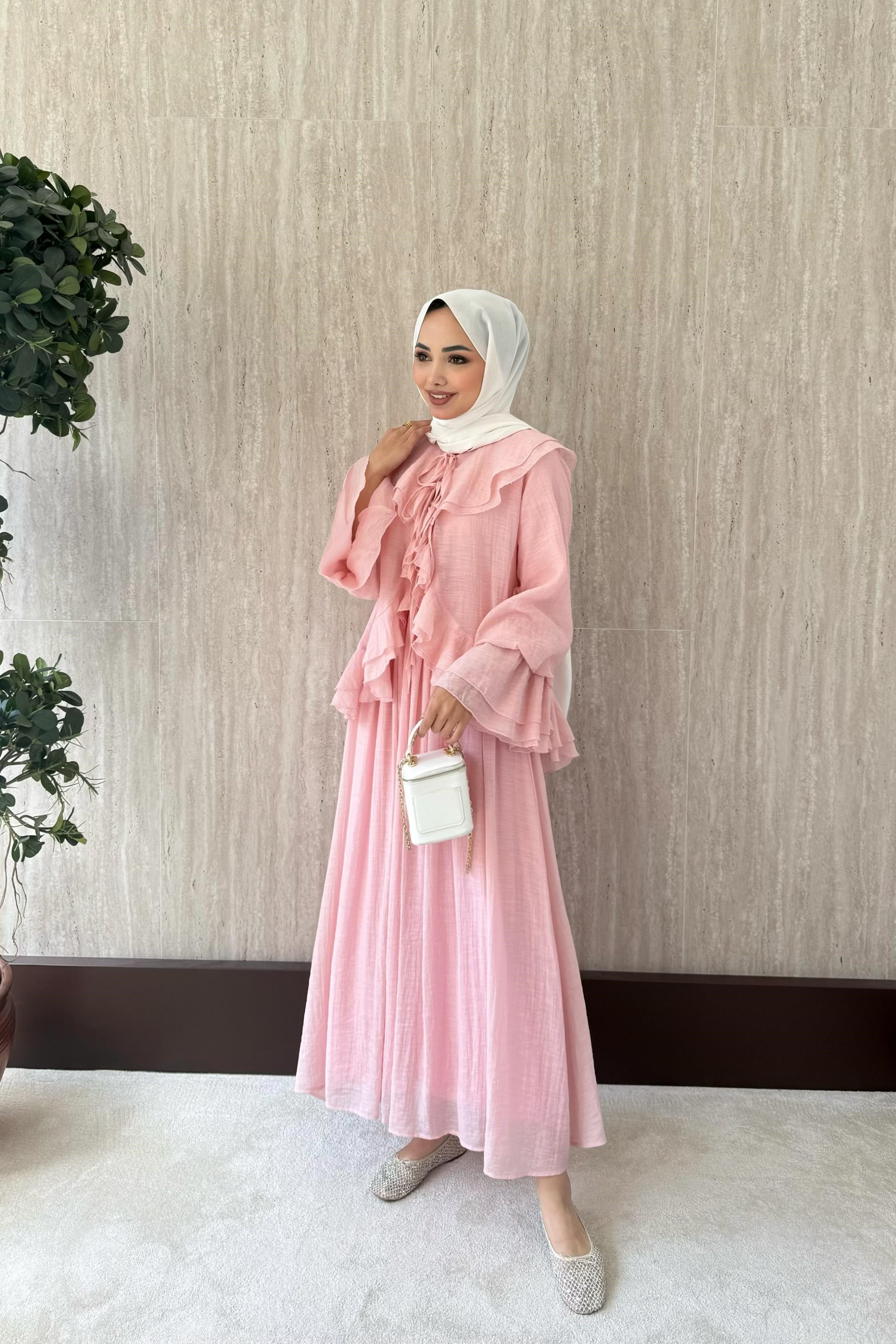 More Fırfırlı Etekli Takım - Pembe
