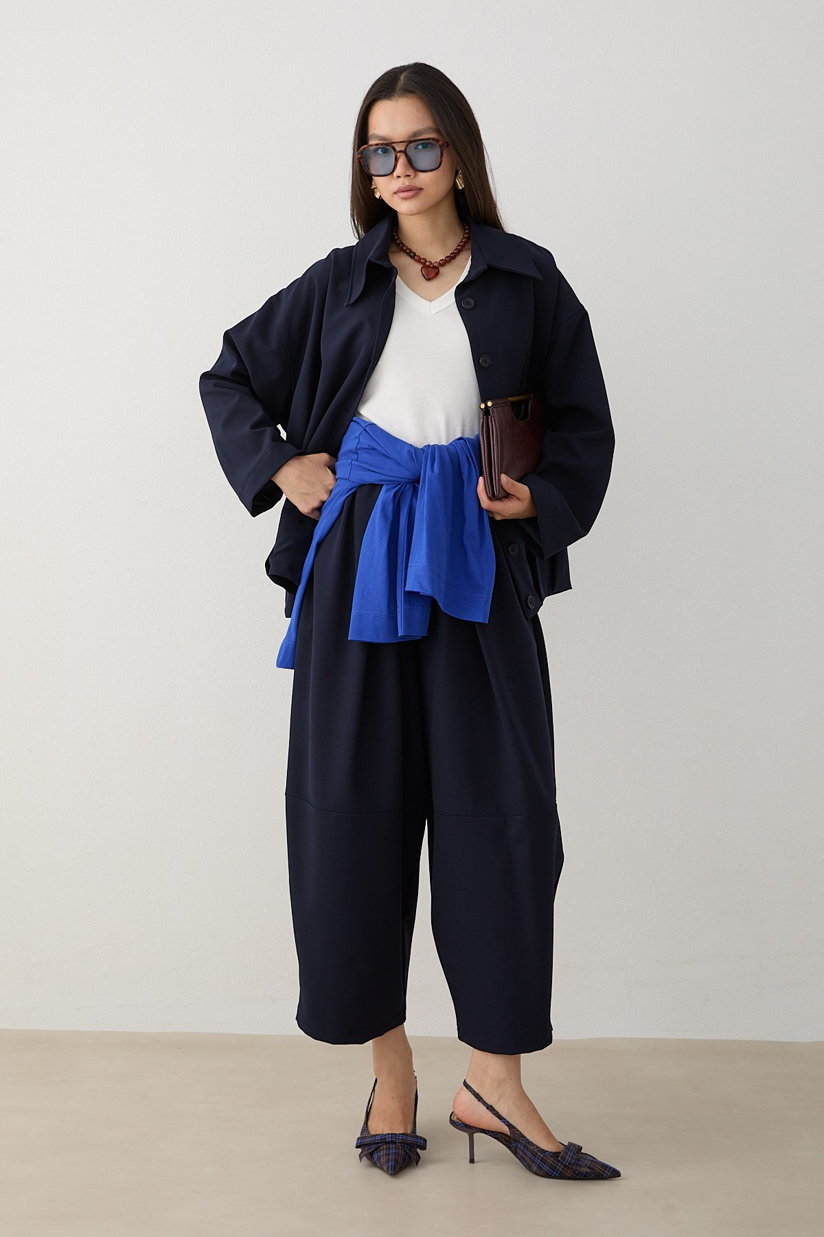 Oversize Ceketli Pantolonlu Takım - Lacivert