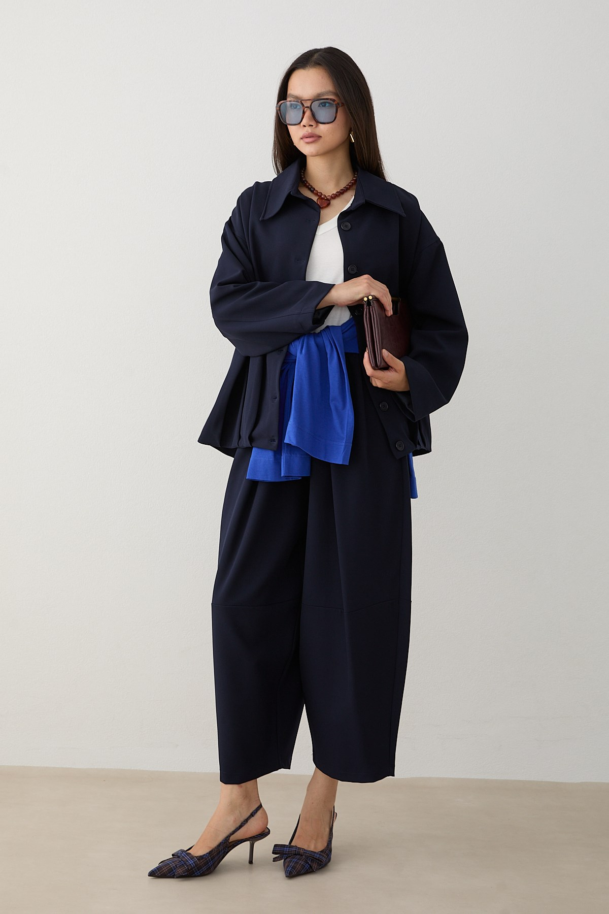 Oversize Ceketli Pantolonlu Takım - Lacivert
