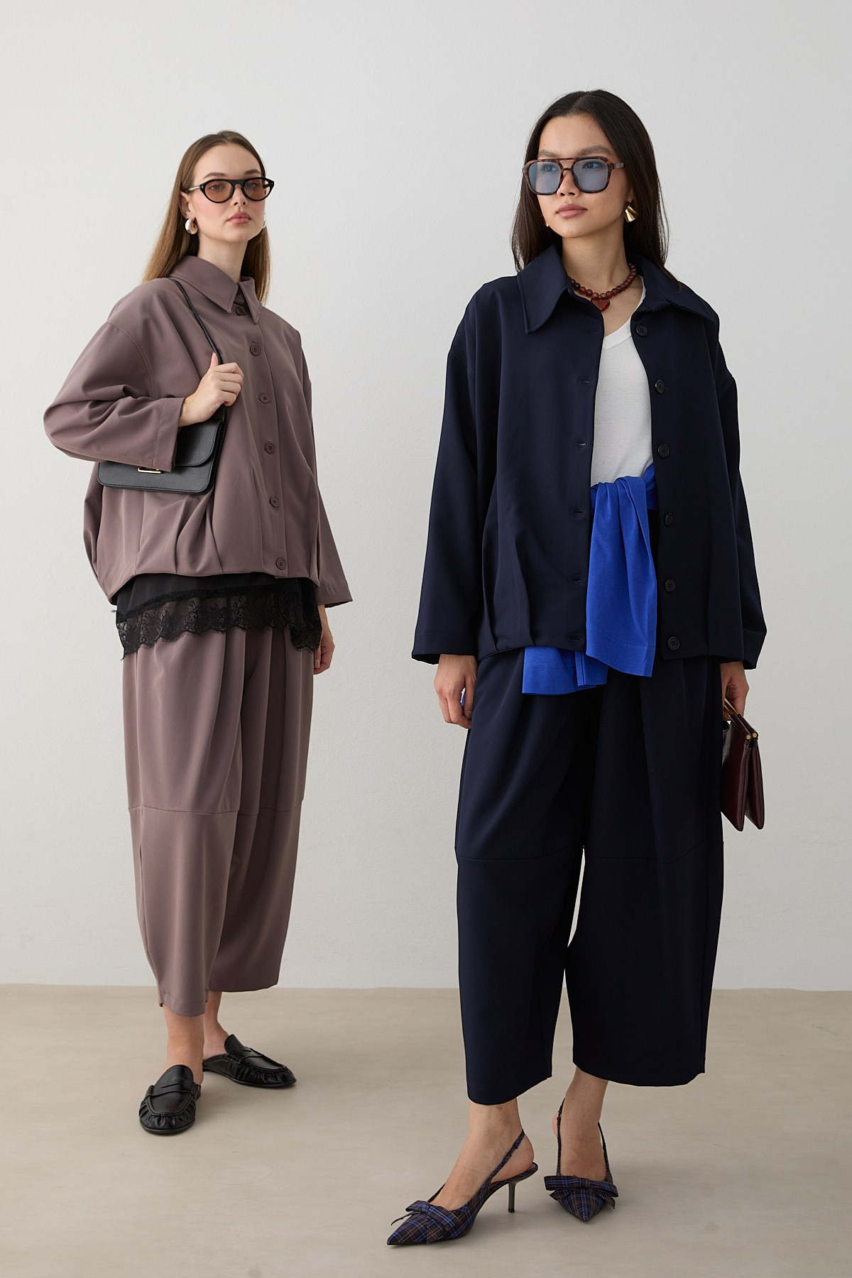 Oversize Ceketli Pantolonlu Takım - Lacivert