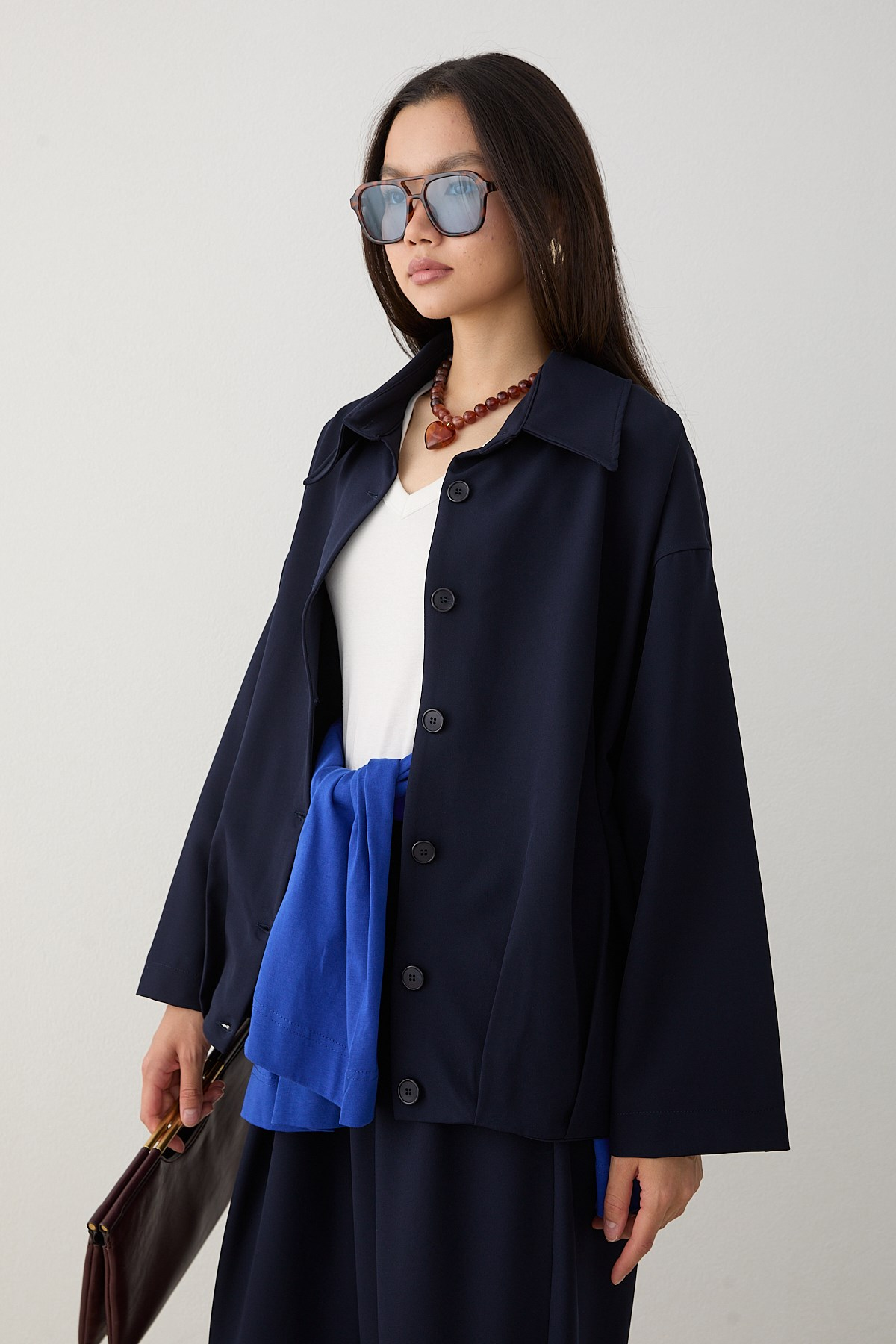 Oversize Ceketli Pantolonlu Takım - Lacivert