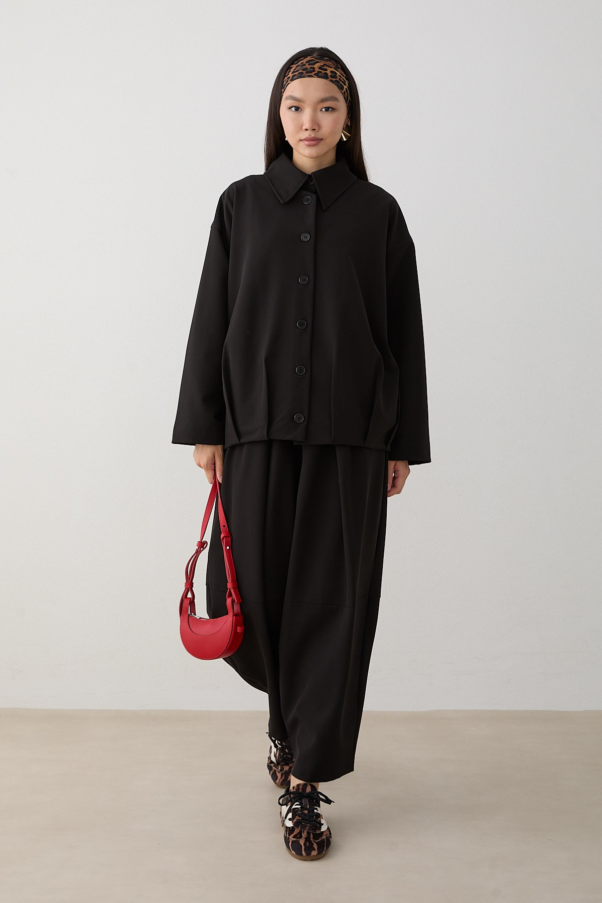 Oversize Ceketli Pantolonlu Takım - Siyah