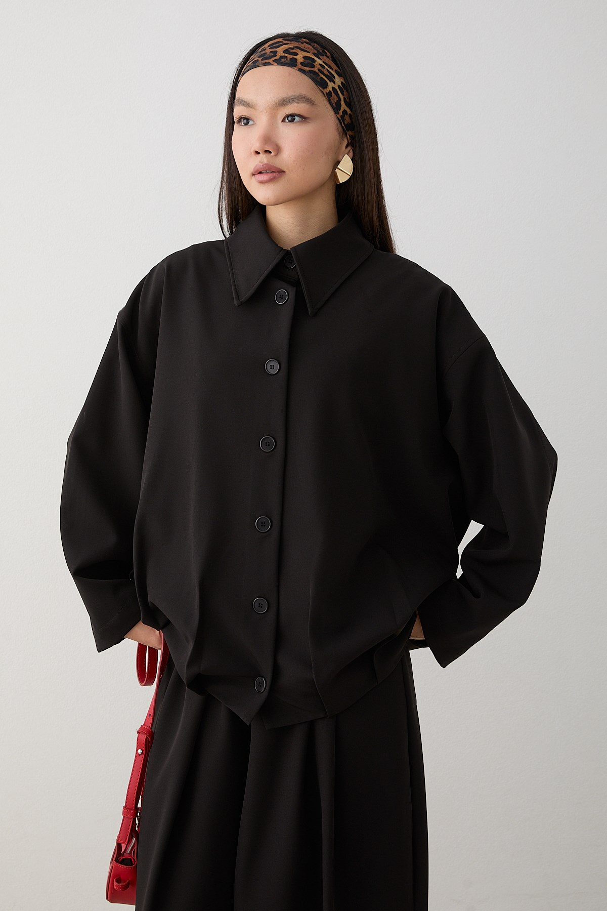 Oversize Ceketli Pantolonlu Takım - Siyah