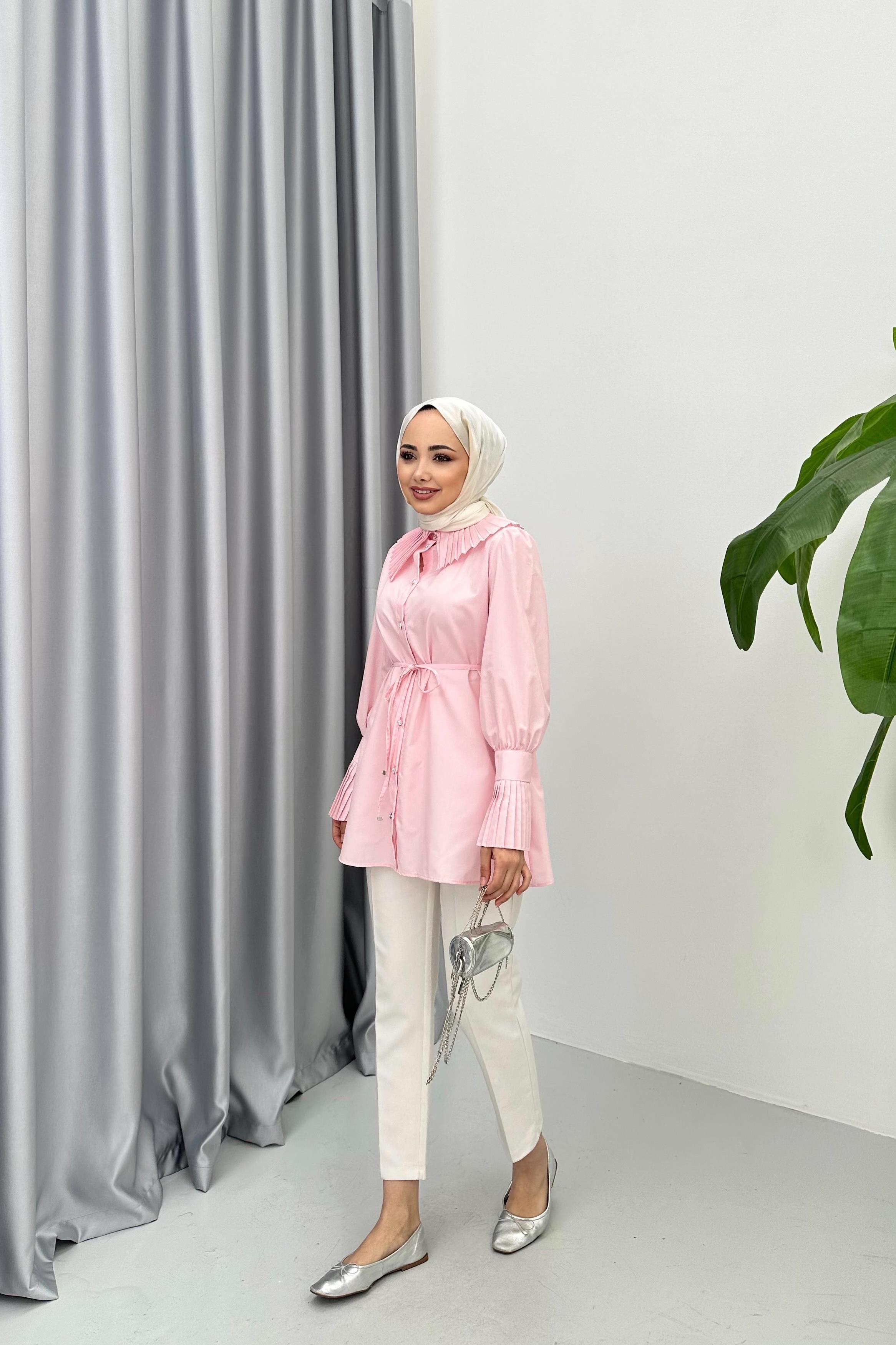 PELLA PİLİSELİ GÖMLEK - PEMBE