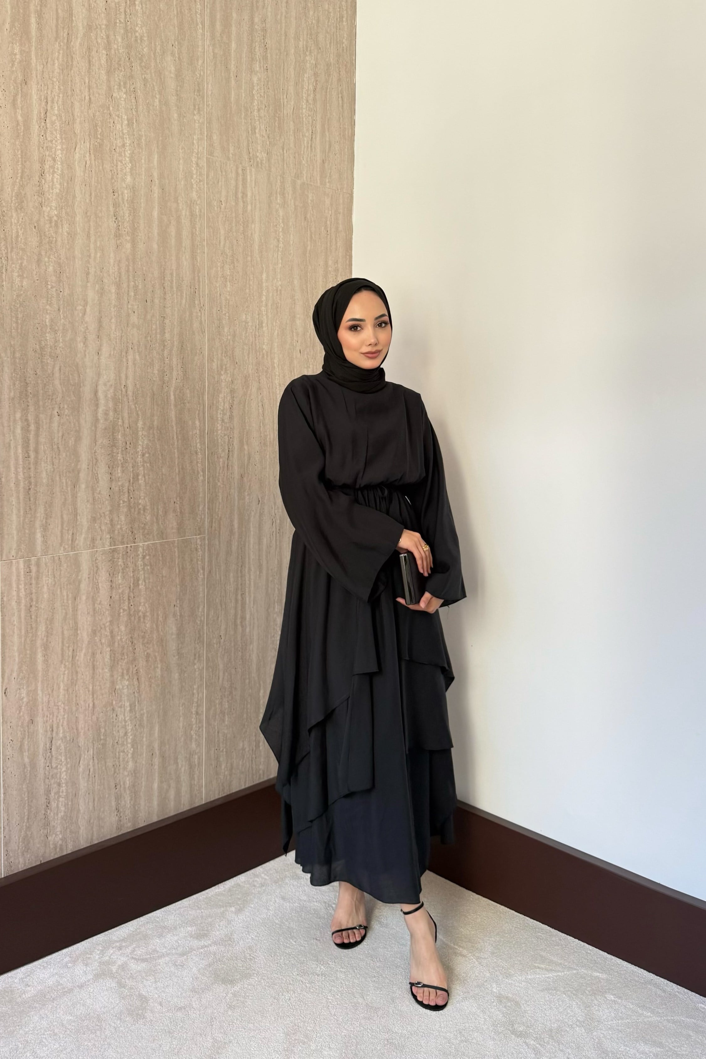 Perla Modal Elbise - Siyah