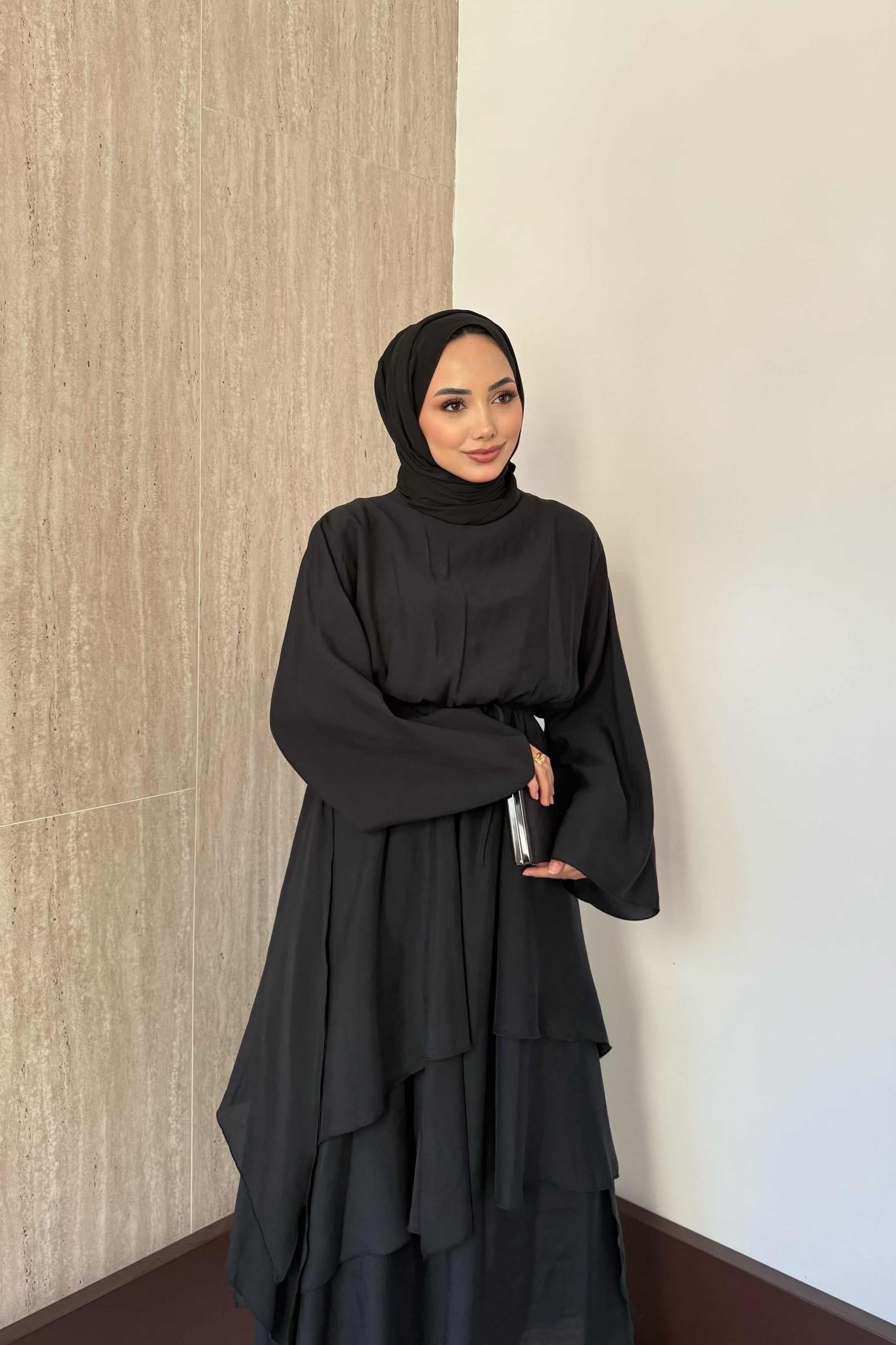 Perla Modal Elbise - Siyah