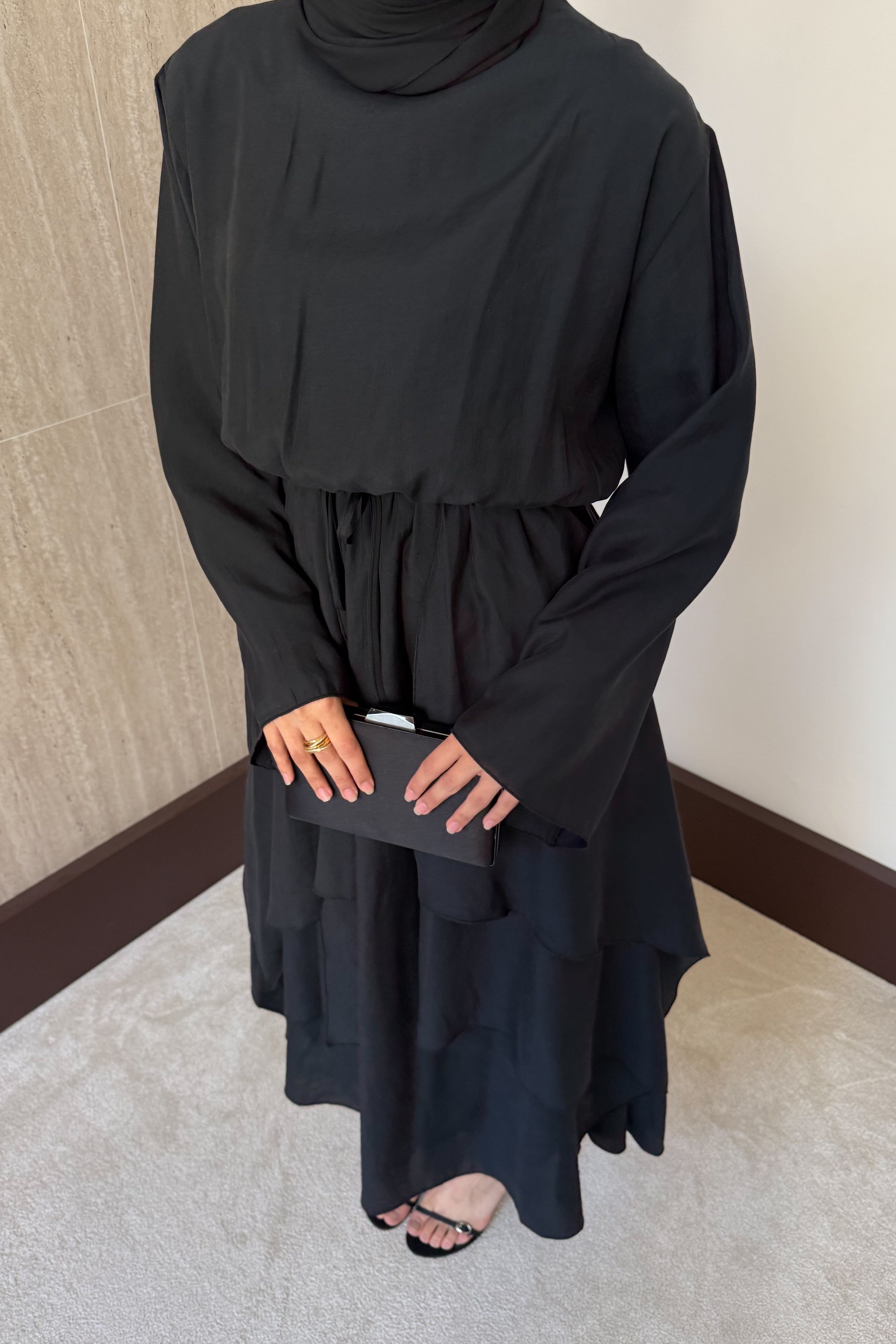 Perla Modal Elbise - Siyah