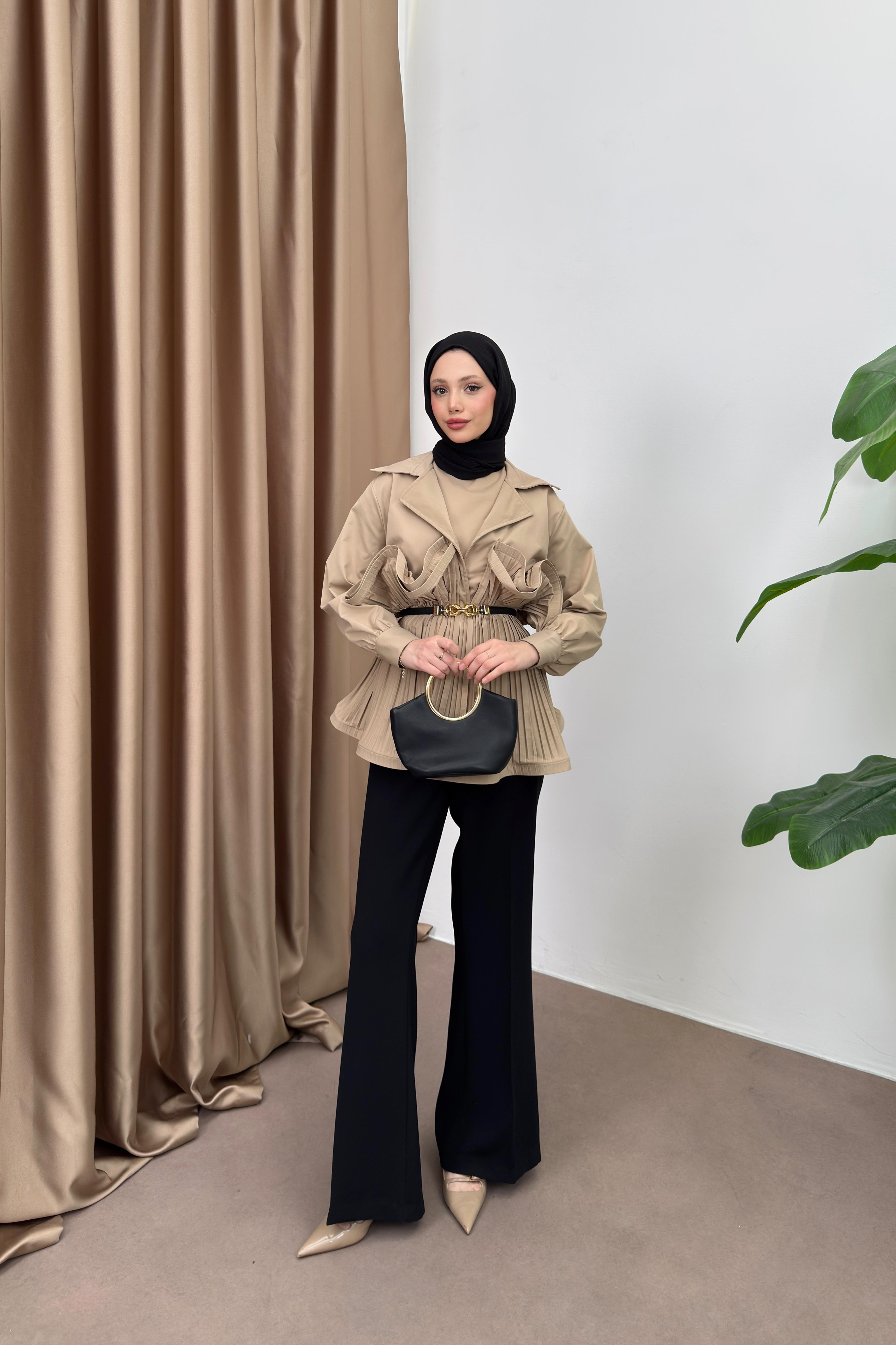 Piliseli Grenli Premium Ceket - Camel
