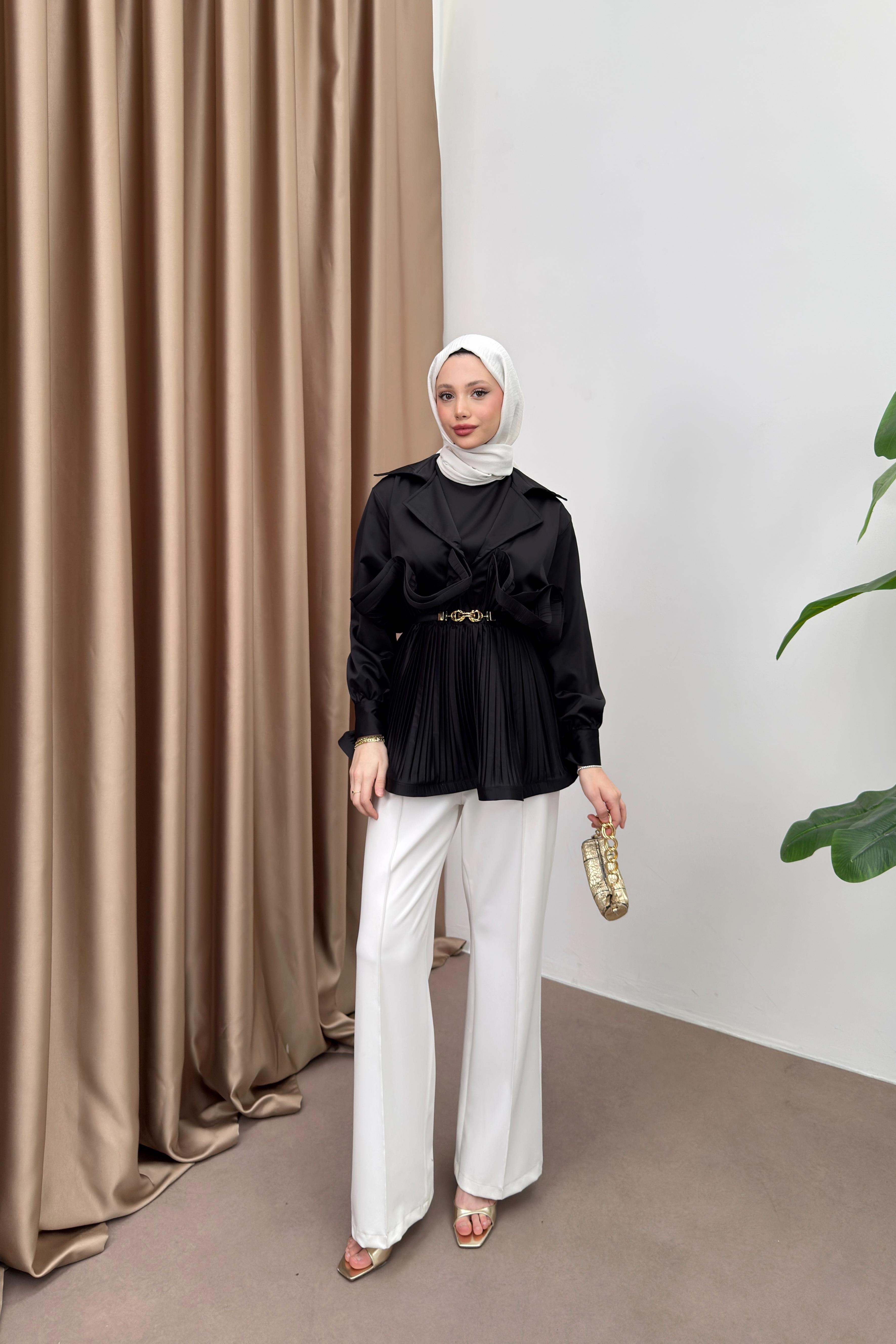 Piliseli Grenli Premium Ceket - Siyah