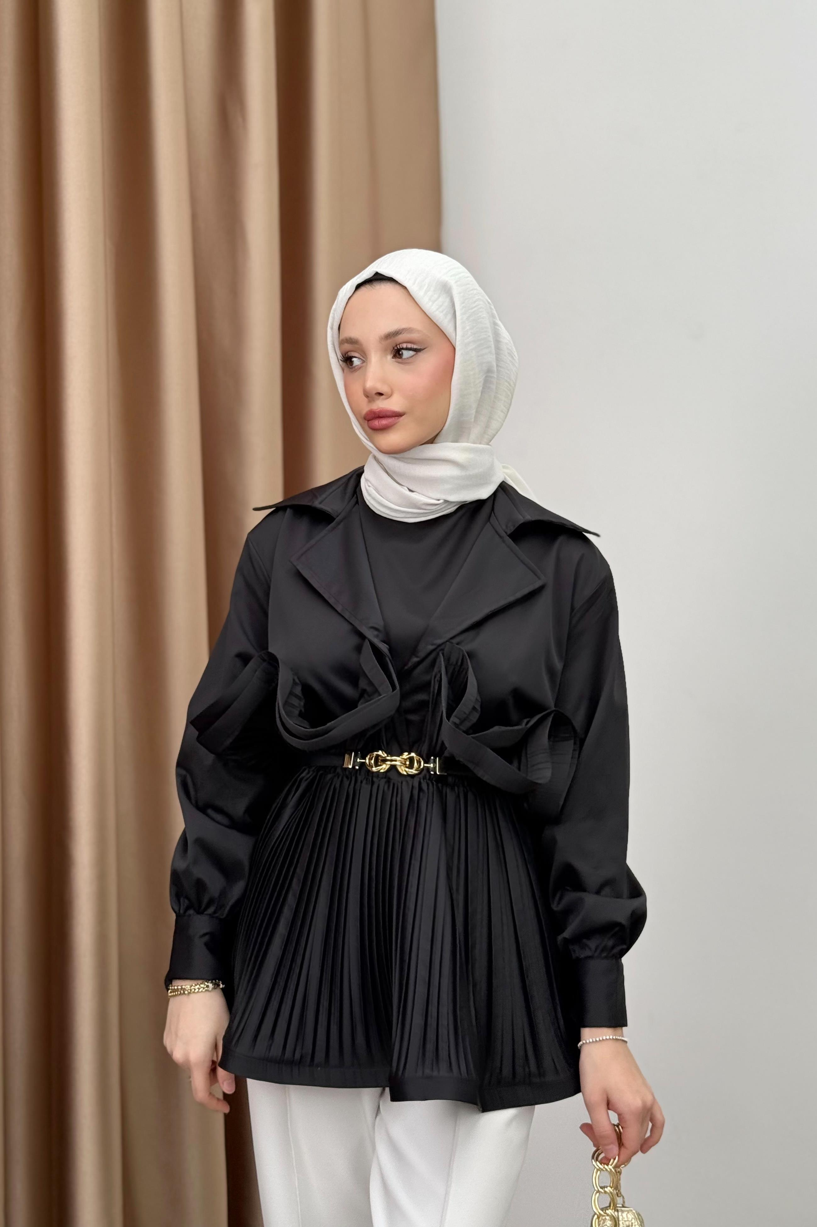 Piliseli Grenli Premium Ceket - Siyah