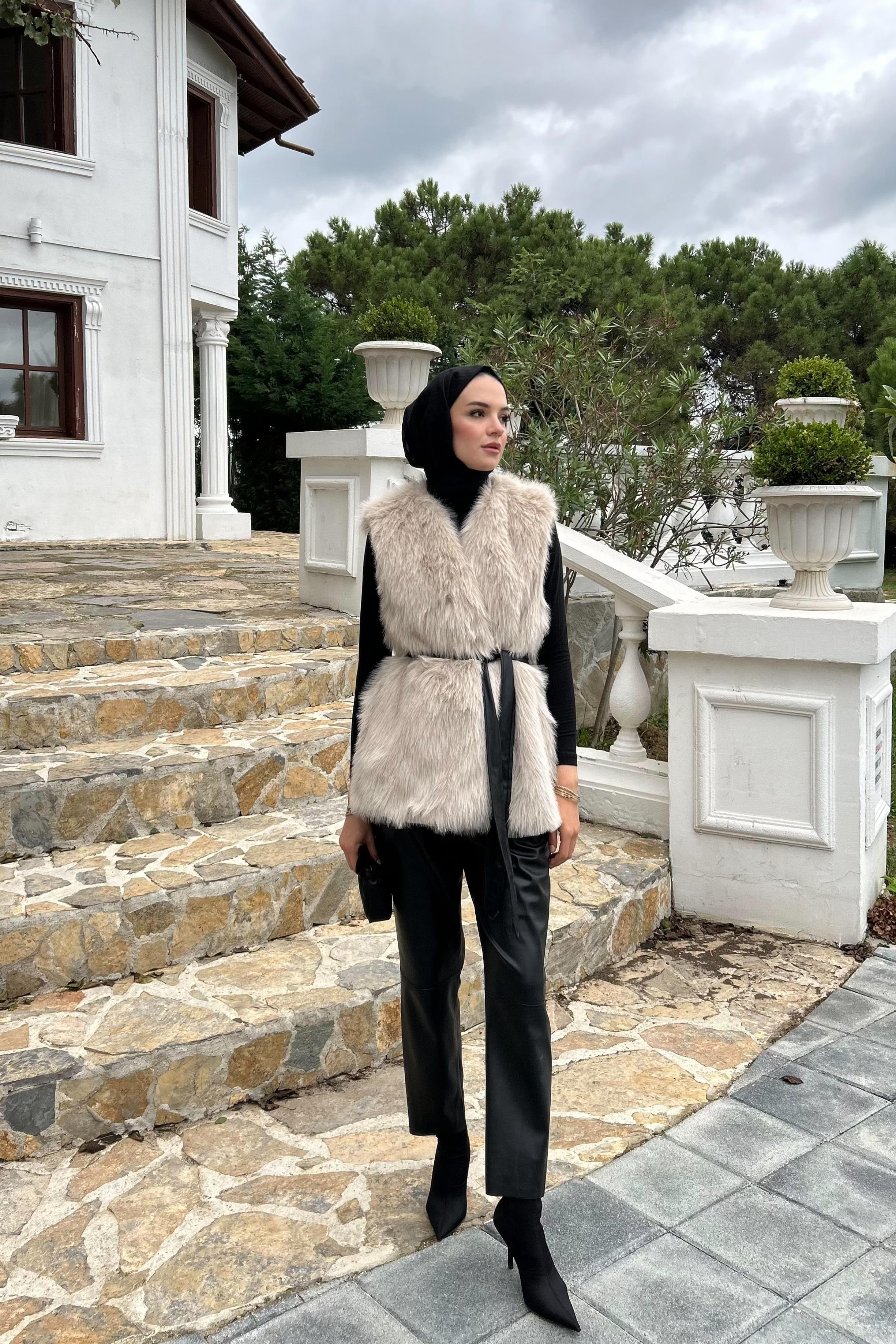 Premium Kürk Yelek - TAŞ