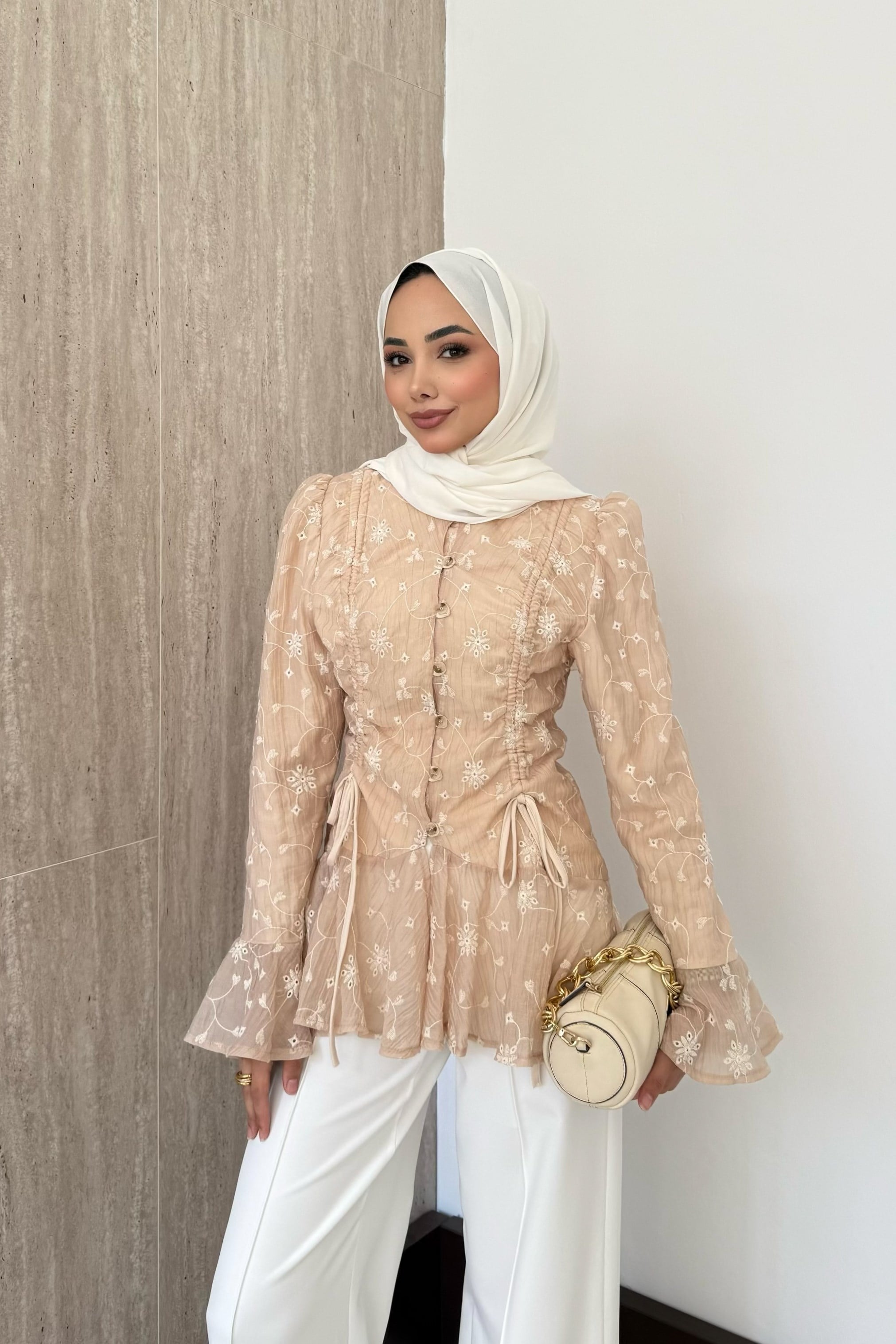 Rose Brode Bluz - Bej