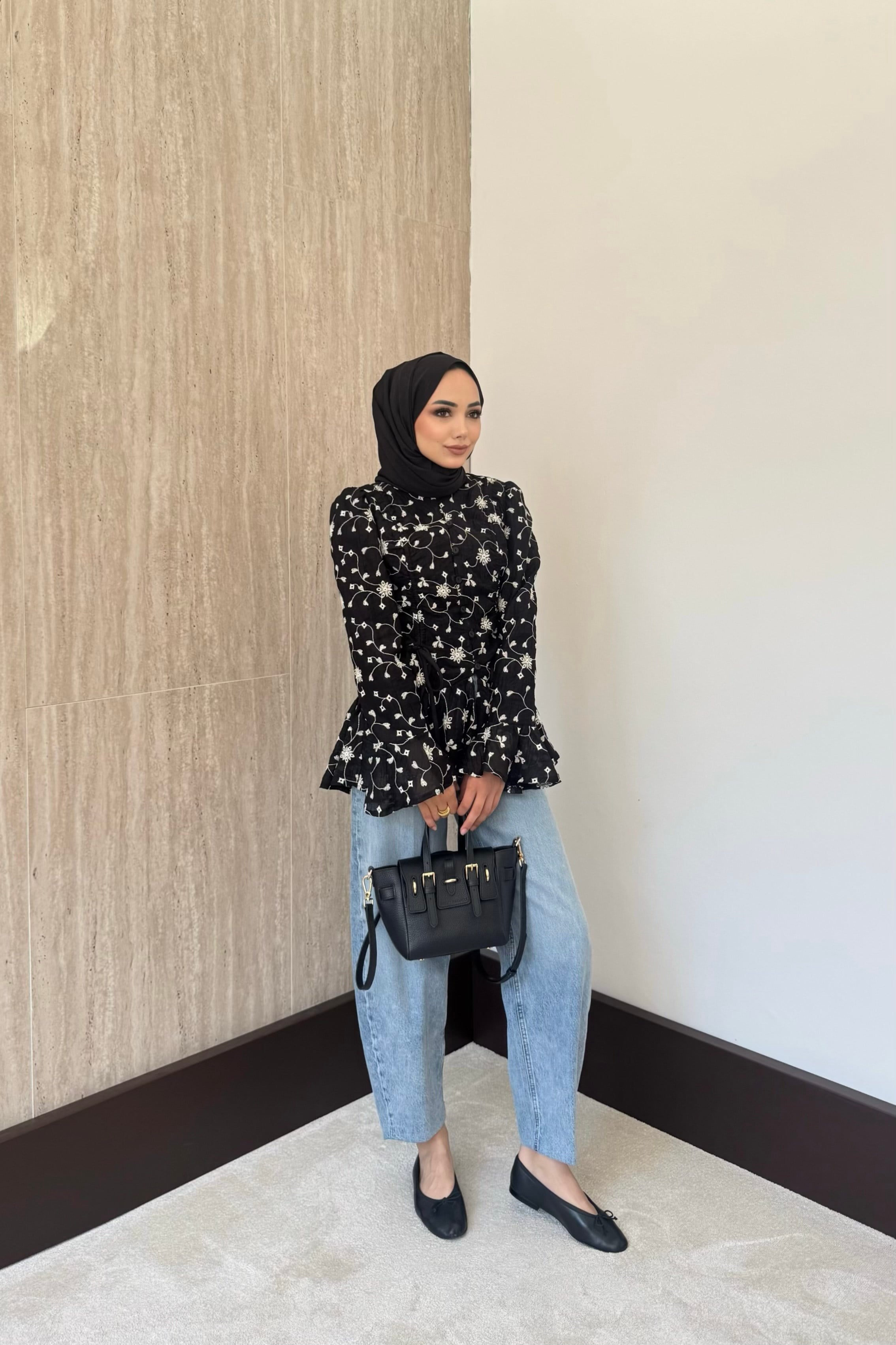 Rose Brode Bluz - Siyah