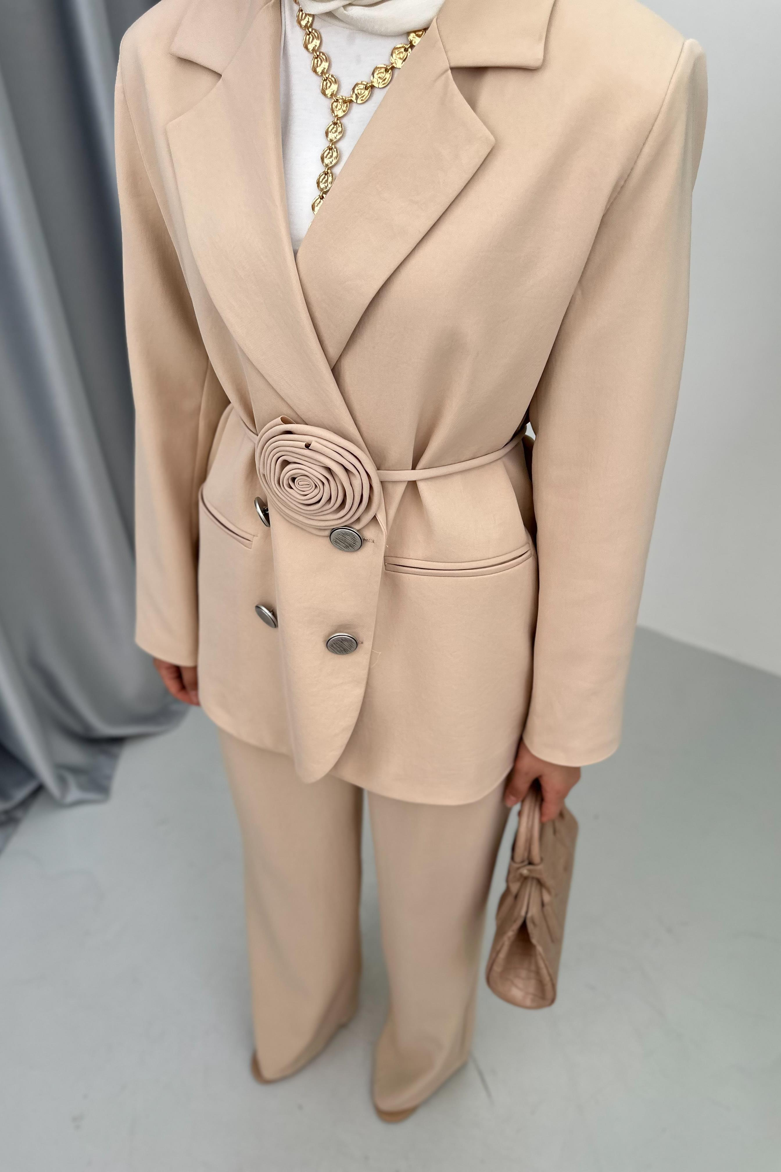 ROSE PANTOLONLU TAKIM - BEJ 