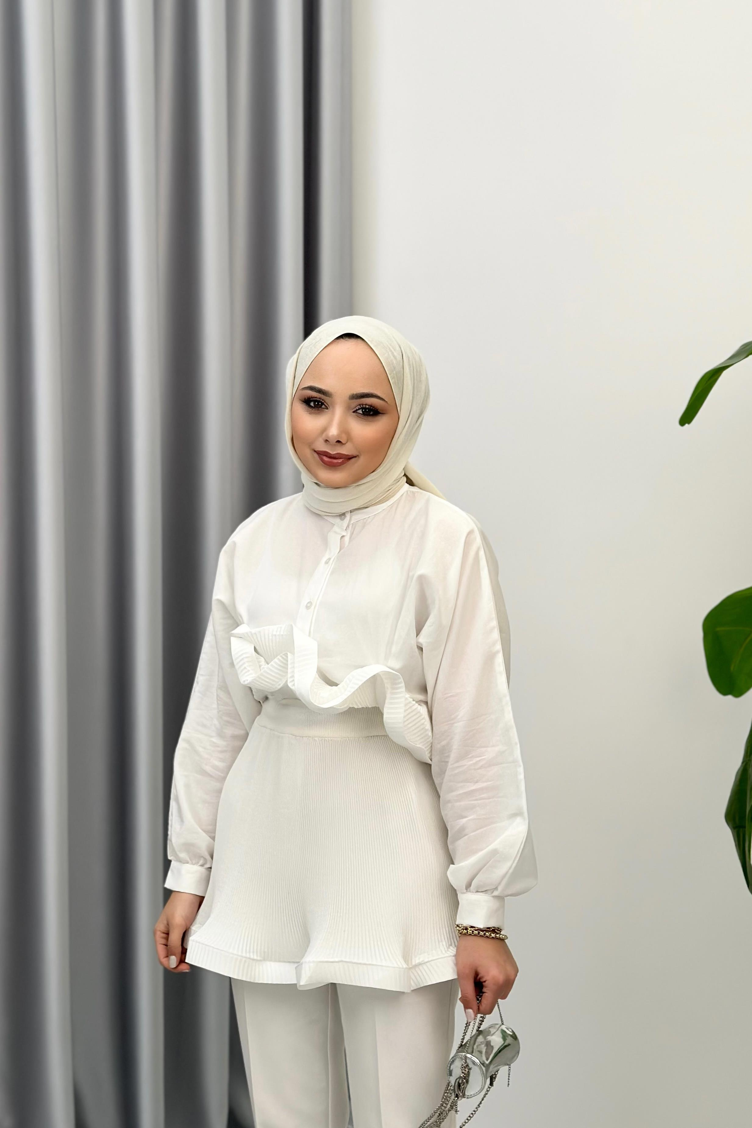 ROSE PİLİSELİ GÖMLEK - EKRU