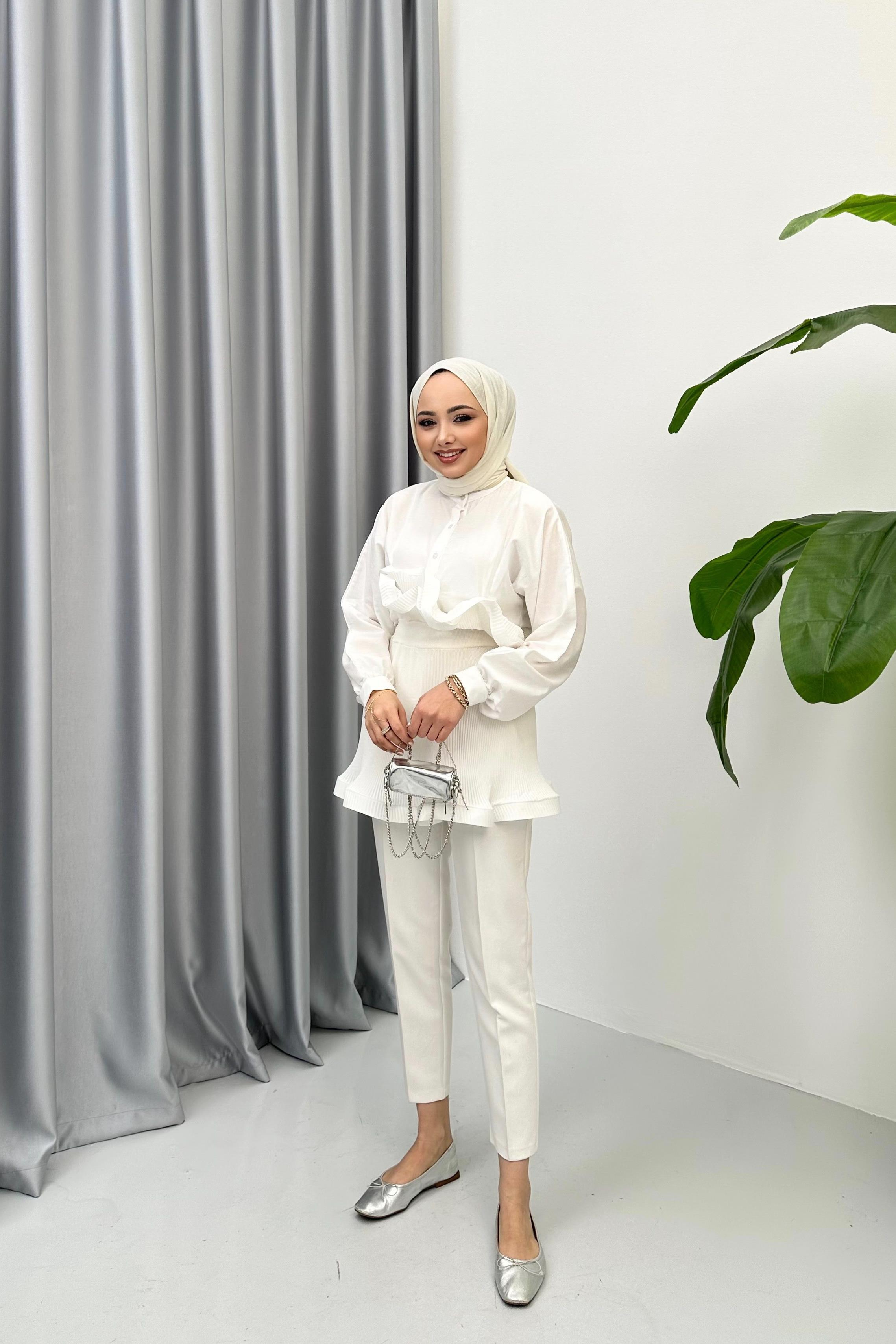ROSE PİLİSELİ GÖMLEK - EKRU