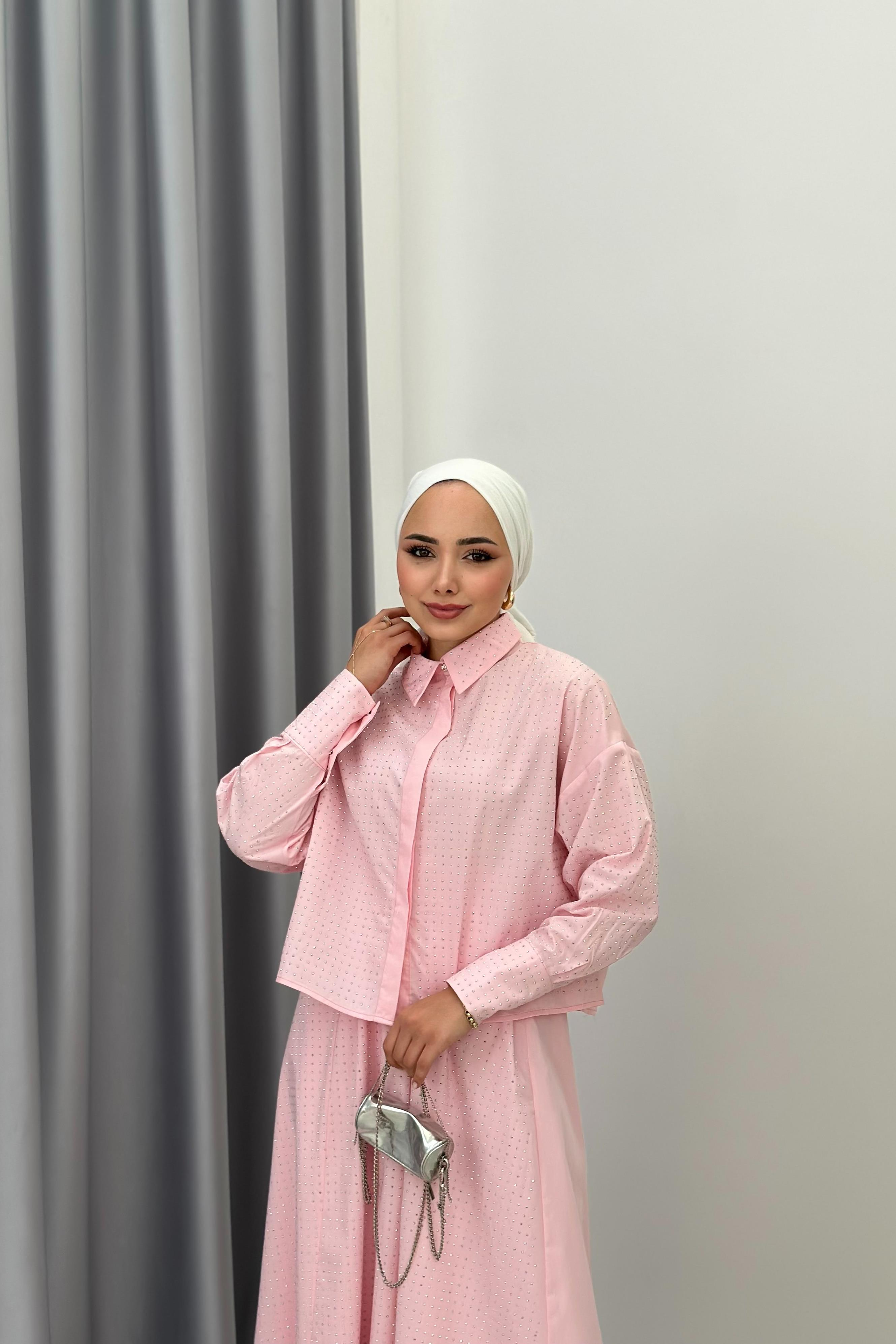 SHİNE BELDEN BAĞLAMALI TAKIM - PEMBE