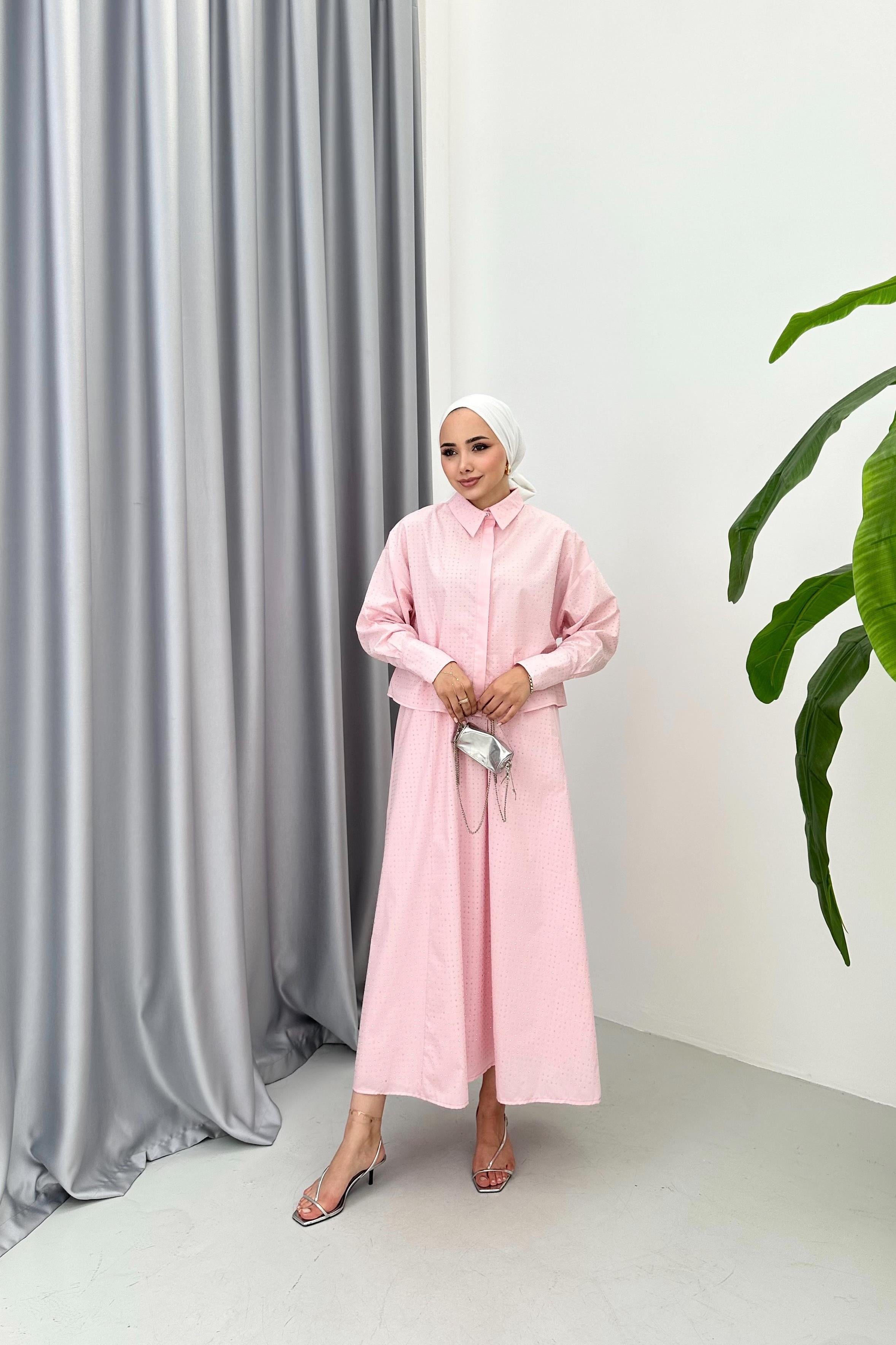 SHİNE BELDEN BAĞLAMALI TAKIM - PEMBE